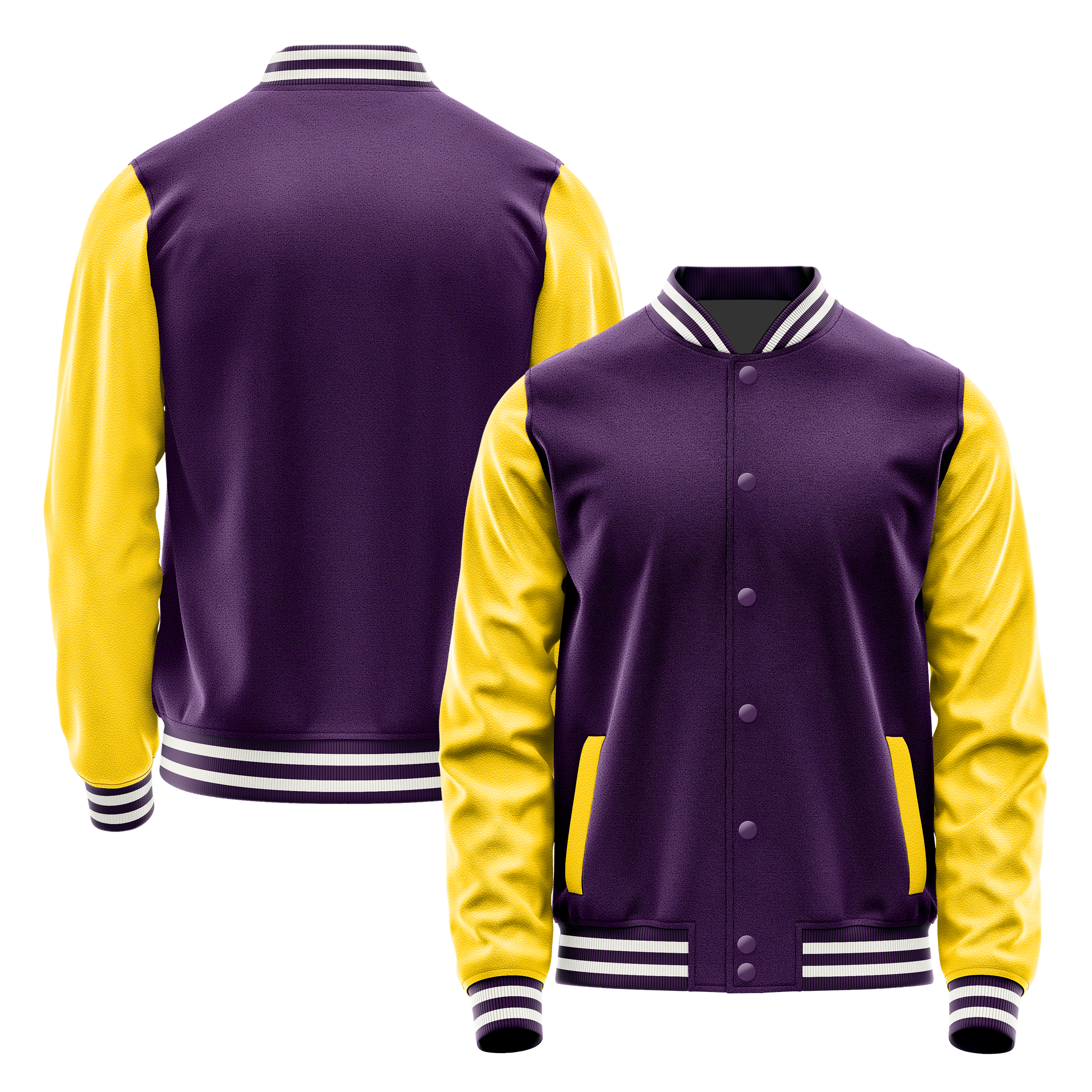 Purple & Gold Leather Varsity Jacket JG07300718