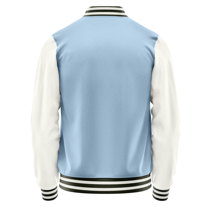 Light Blue & White Leather Varsity Jacket JG08180218