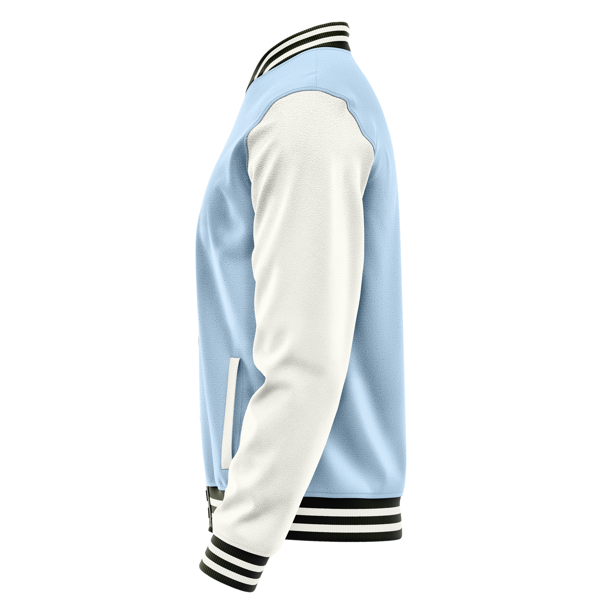 Light Blue & White Leather Varsity Jacket JG08180218