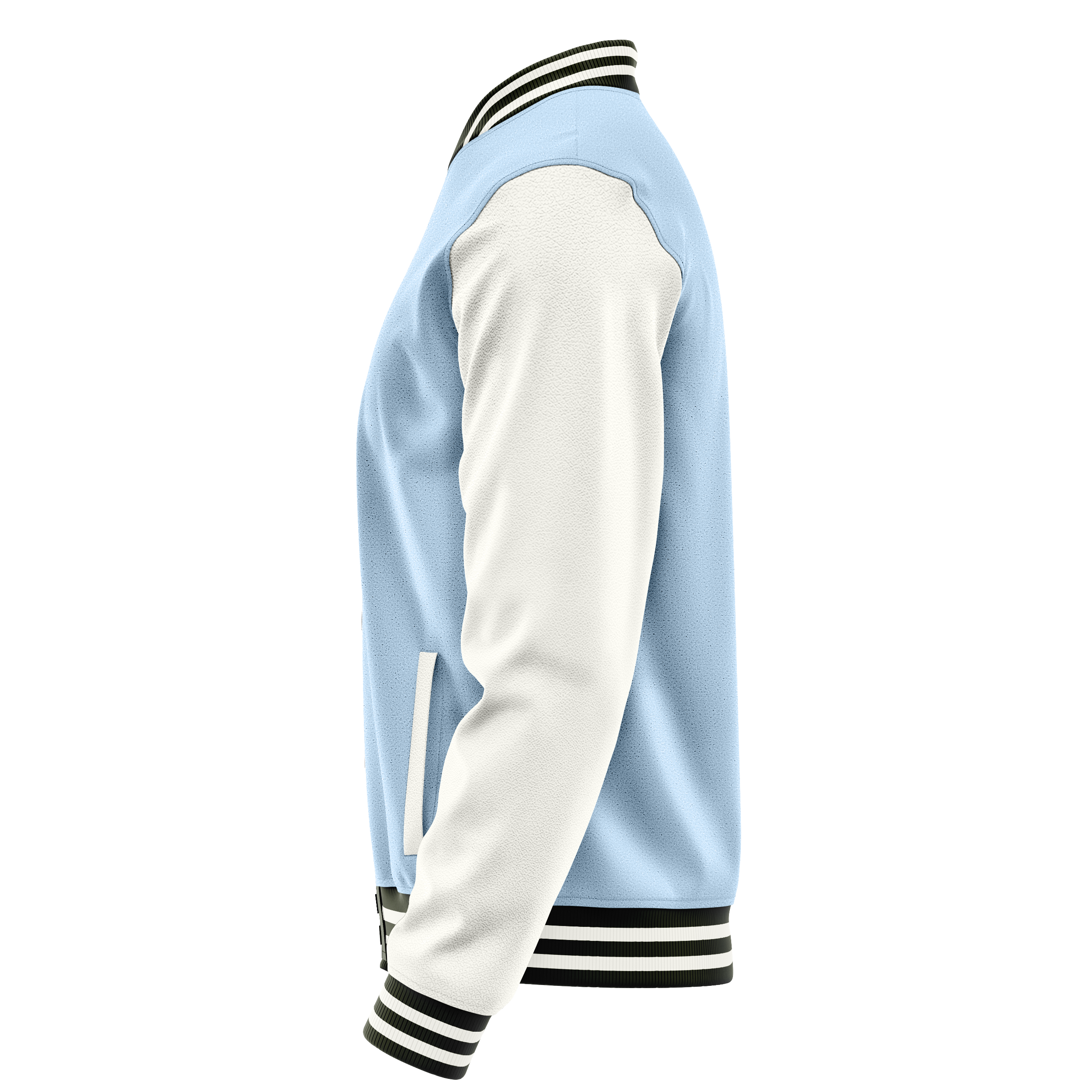 Light Blue & White Leather Varsity Jacket JG08180218