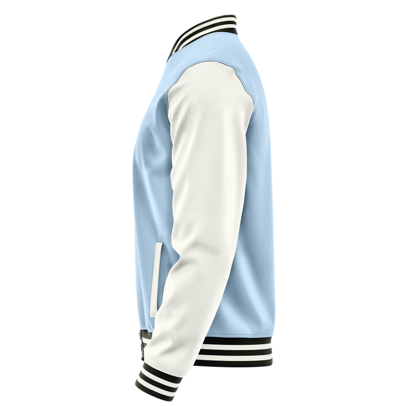 Light Blue & White Leather Varsity Jacket JG08180218