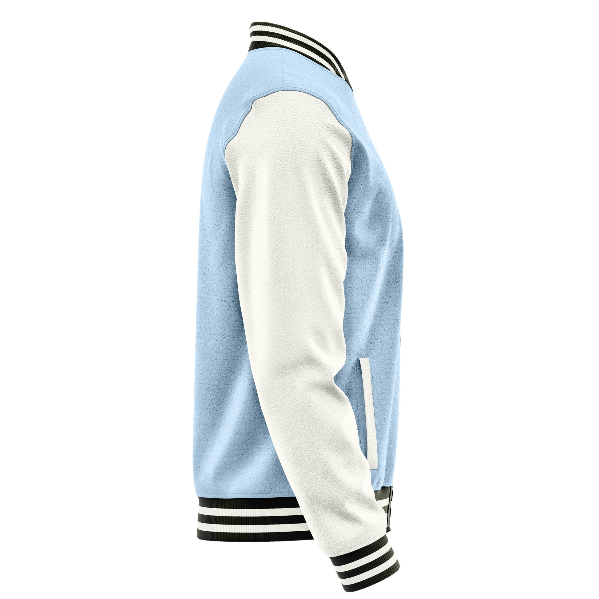 Light Blue & White Leather Varsity Jacket JG08180218