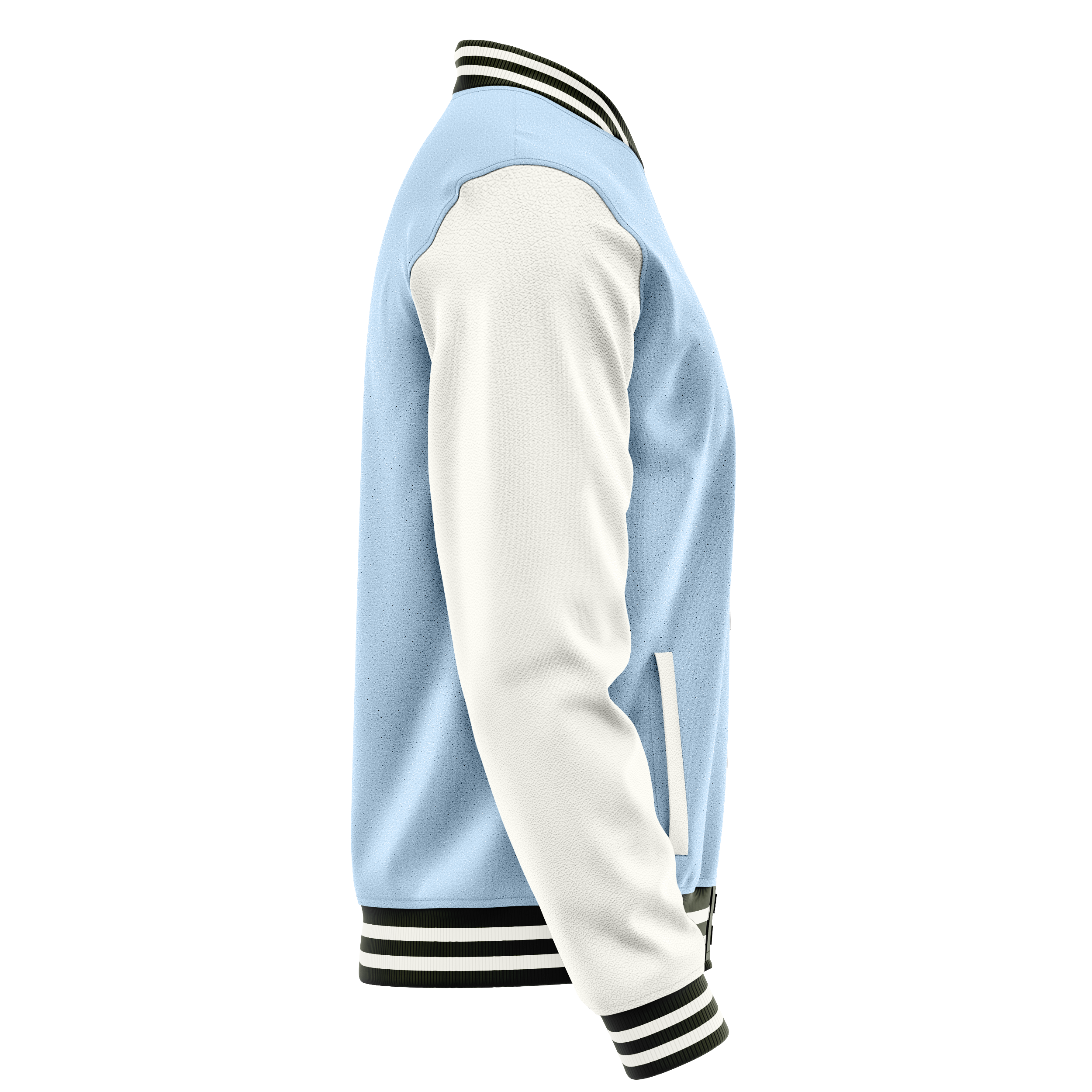 Light Blue & White Leather Varsity Jacket JG08180218