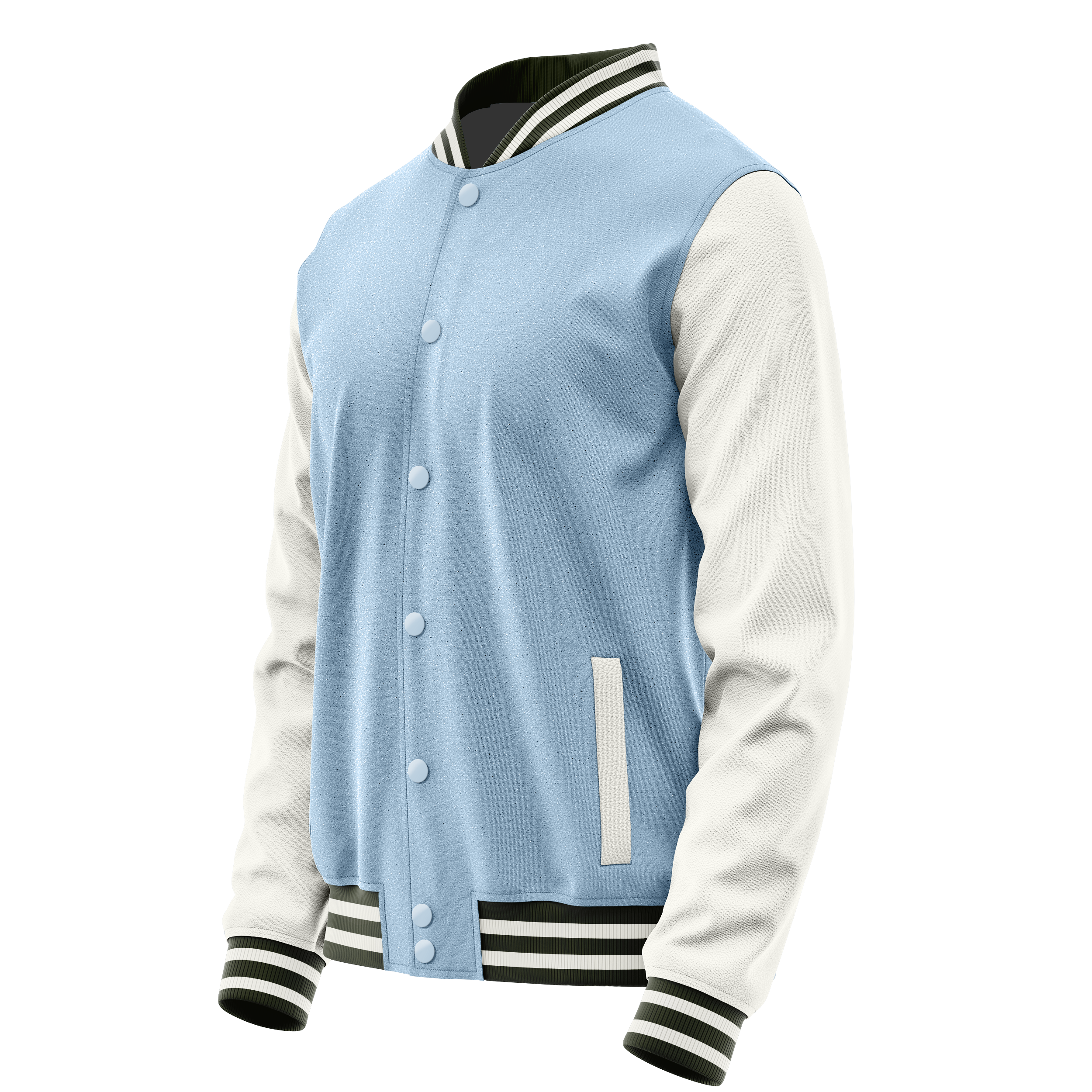 Light Blue & White Leather Varsity Jacket JG08180218