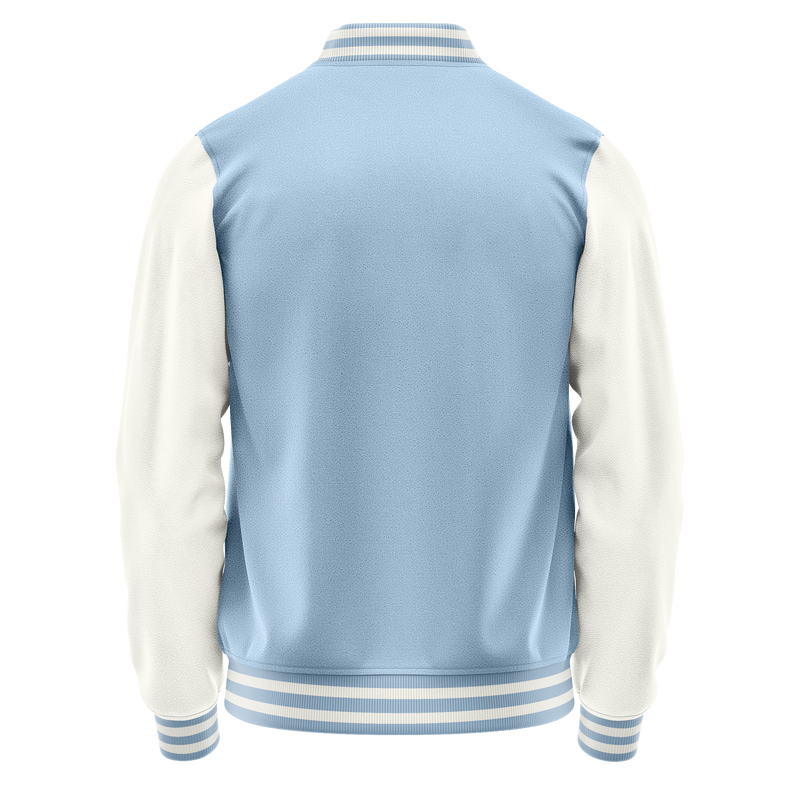 Light Blue & White Leather Varsity Jacket JG08180818