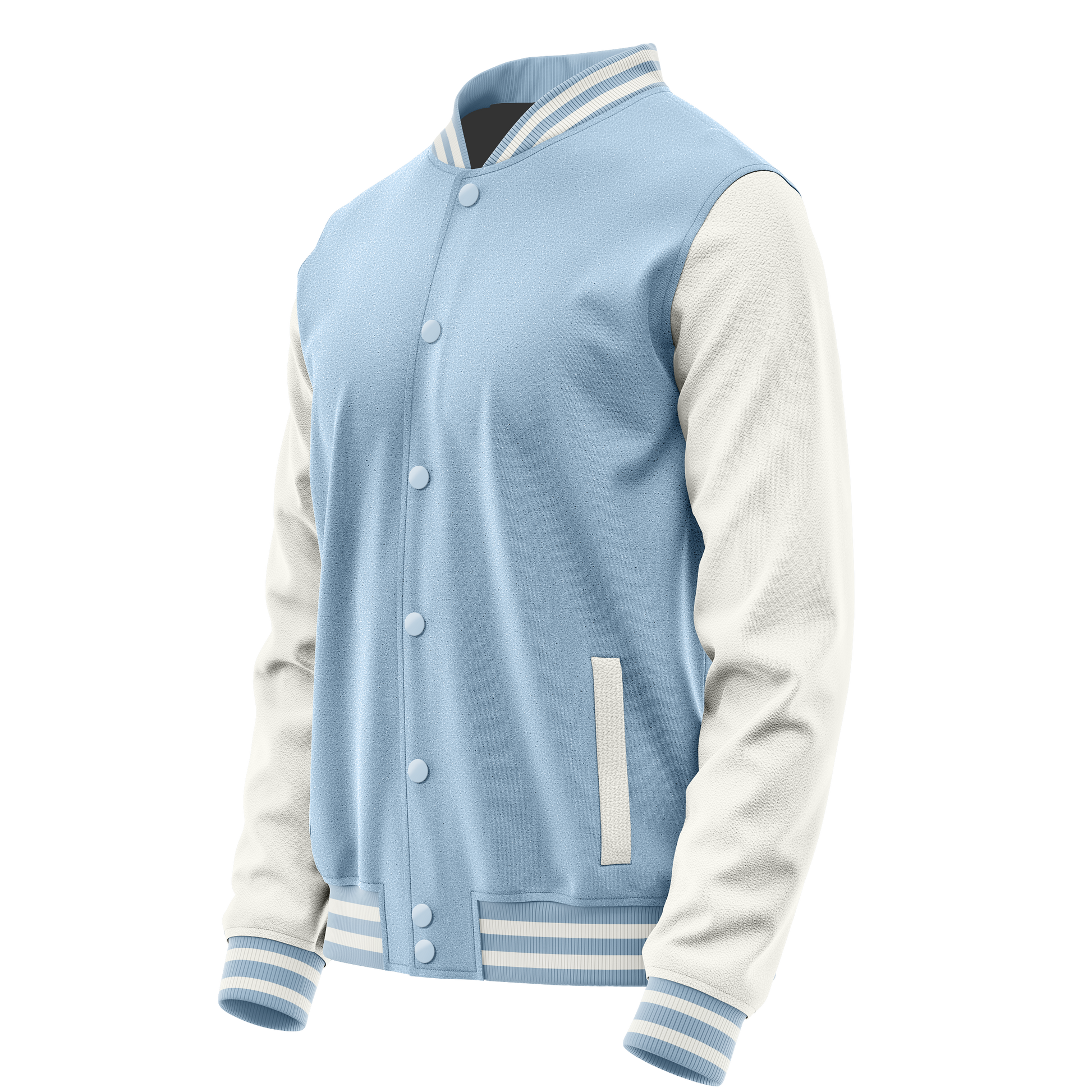 Light Blue & White Leather Varsity Jacket JG08180818