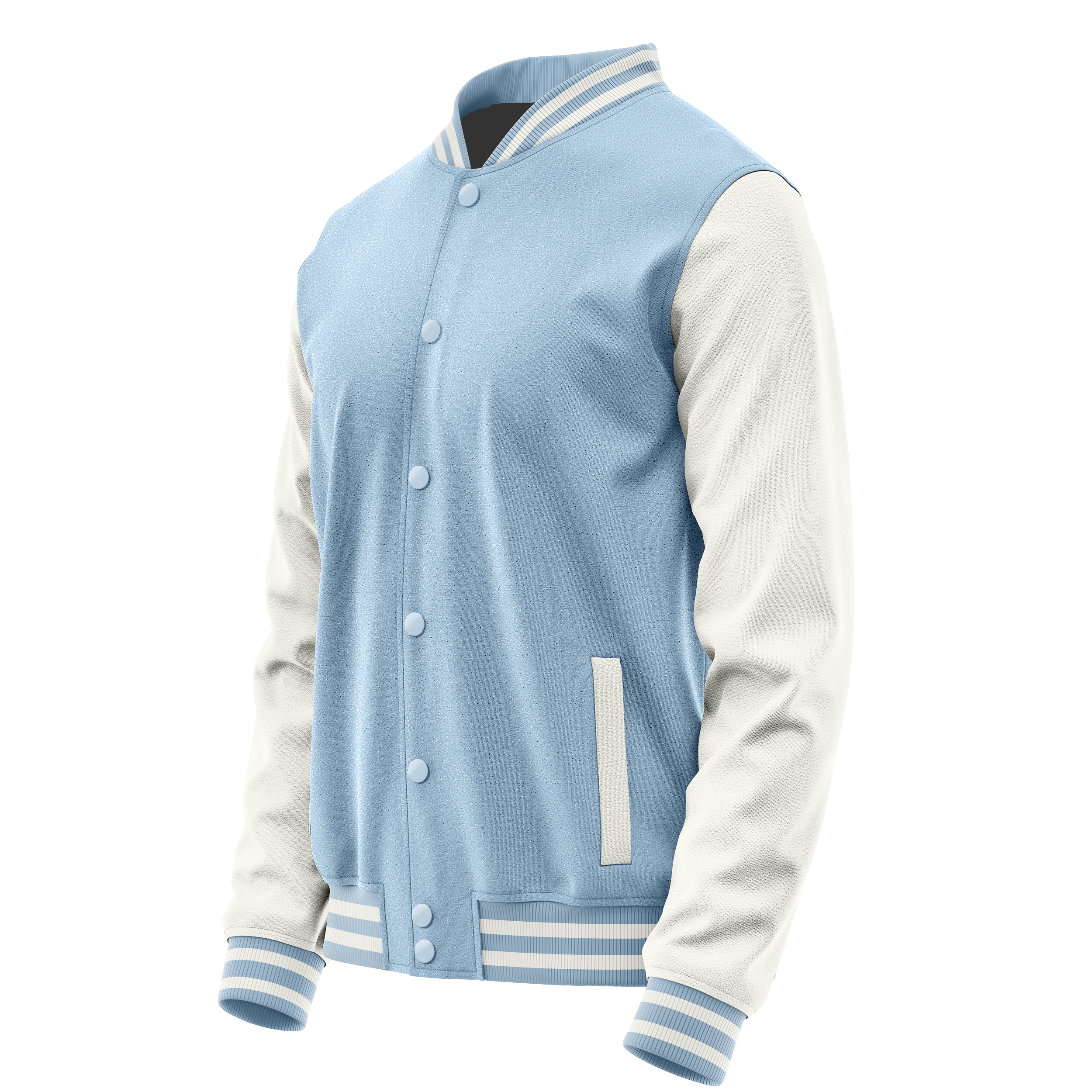 Light Blue & White Leather Varsity Jacket JG08180818