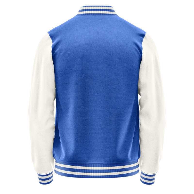 Sky Blue & White Leather Varsity Jacket JG09180918