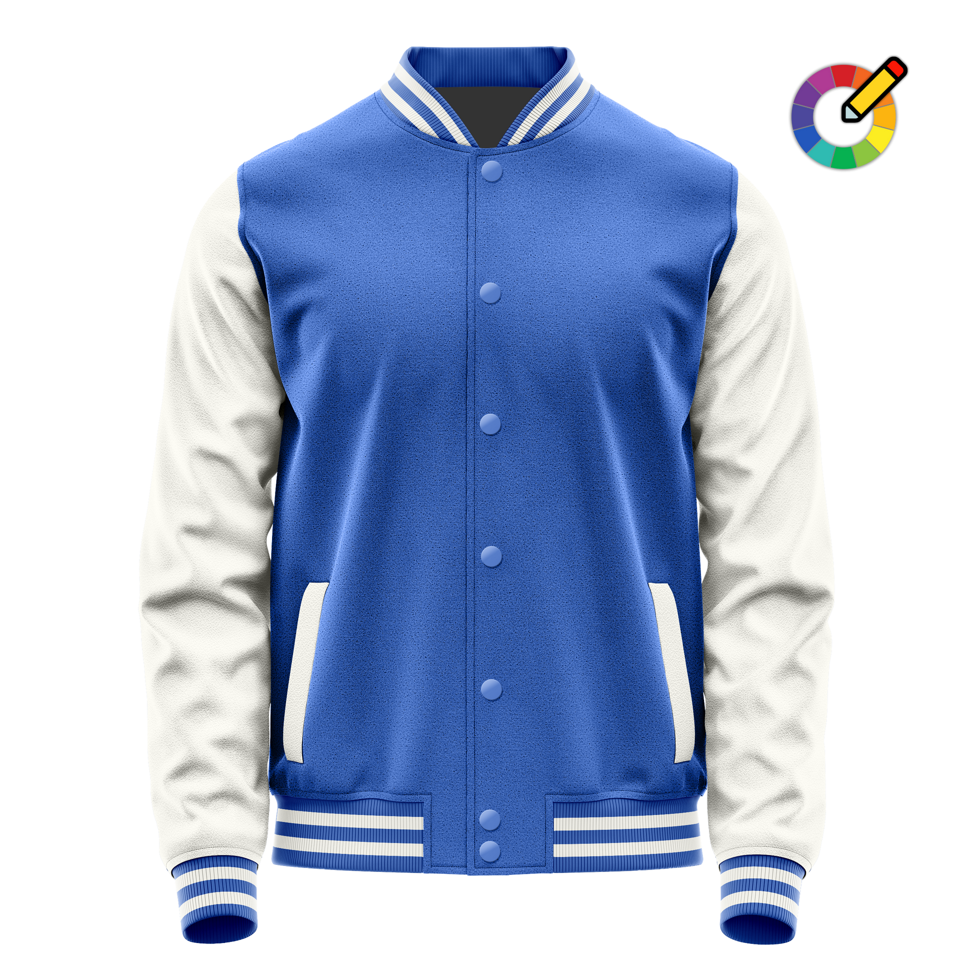 Sky Blue & White Leather Varsity Jacket JG09180918