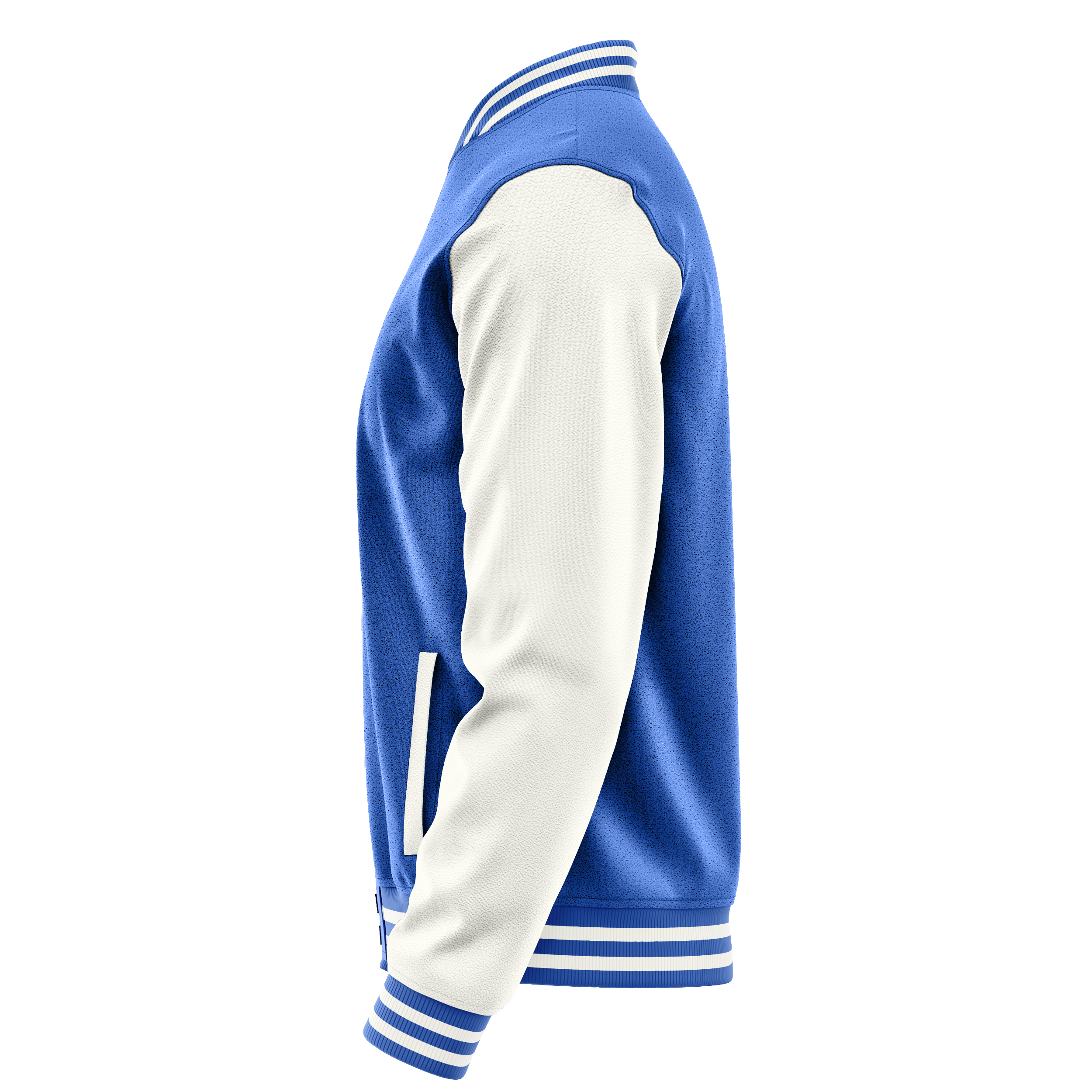 Sky Blue & White Leather Varsity Jacket JG09180918