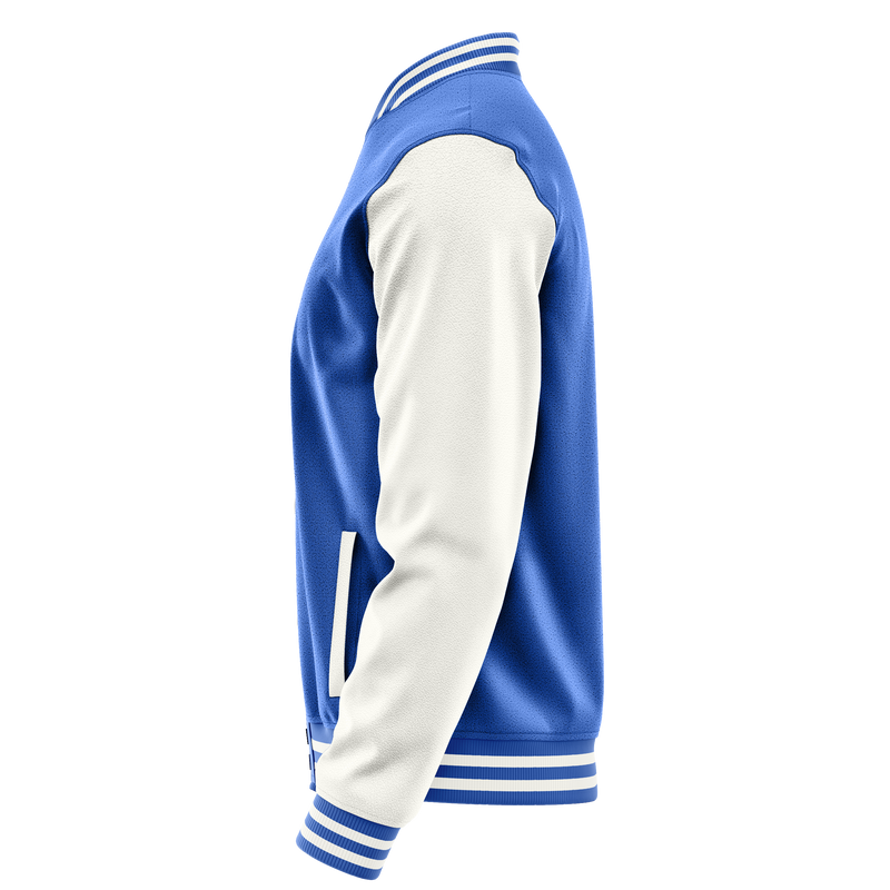 Sky Blue & White Leather Varsity Jacket JG09180918