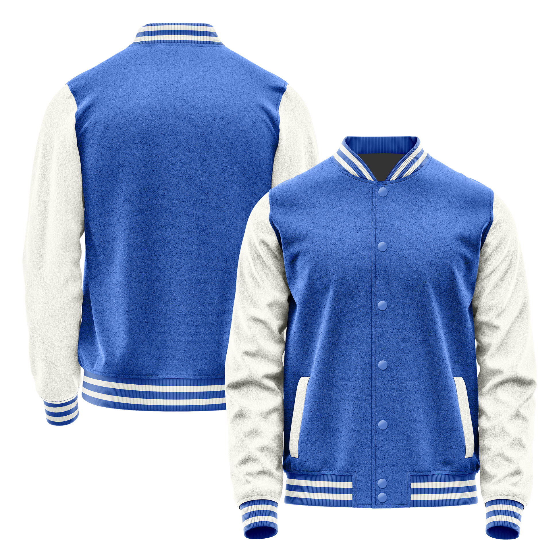 Sky Blue & White Leather Varsity Jacket JG09180918