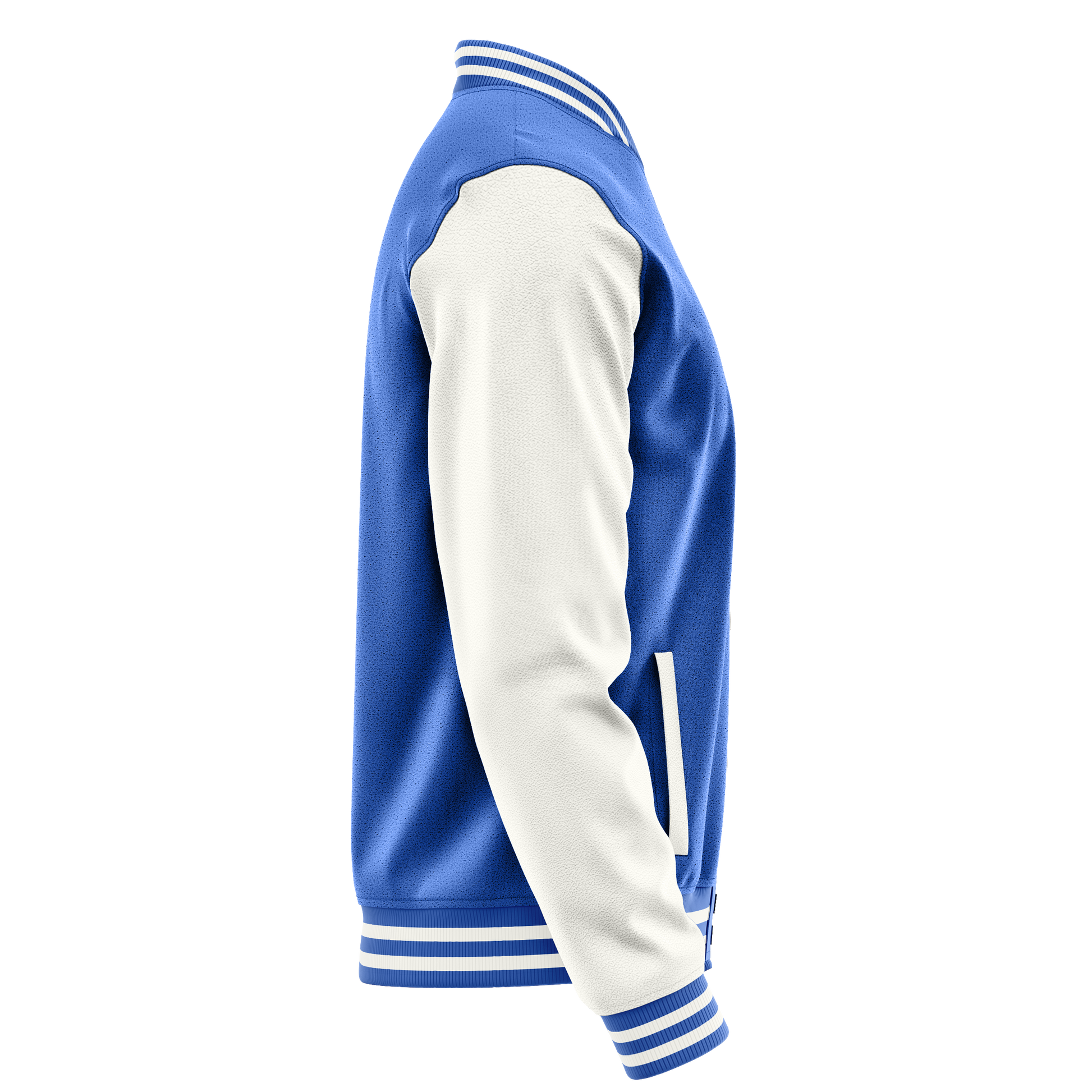 Sky Blue & White Leather Varsity Jacket JG09180918