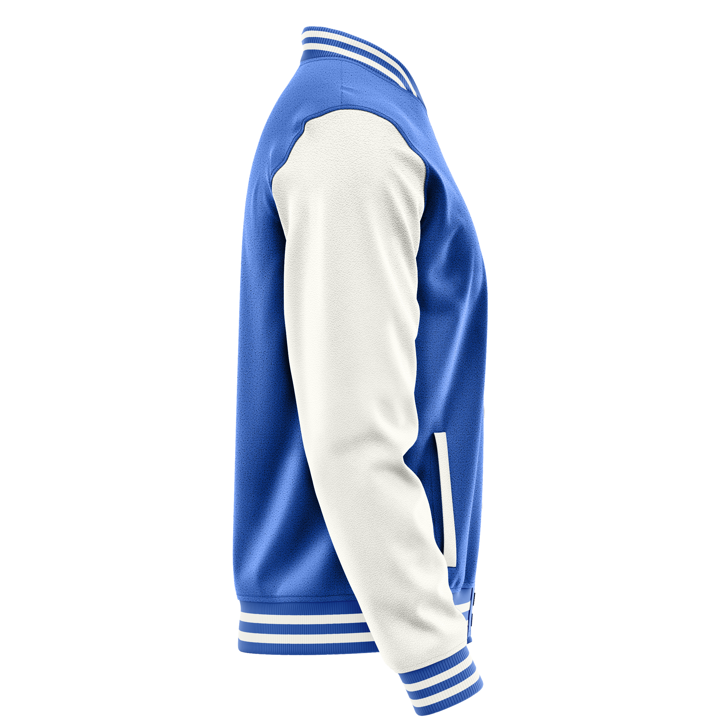 Sky Blue & White Leather Varsity Jacket JG09180918