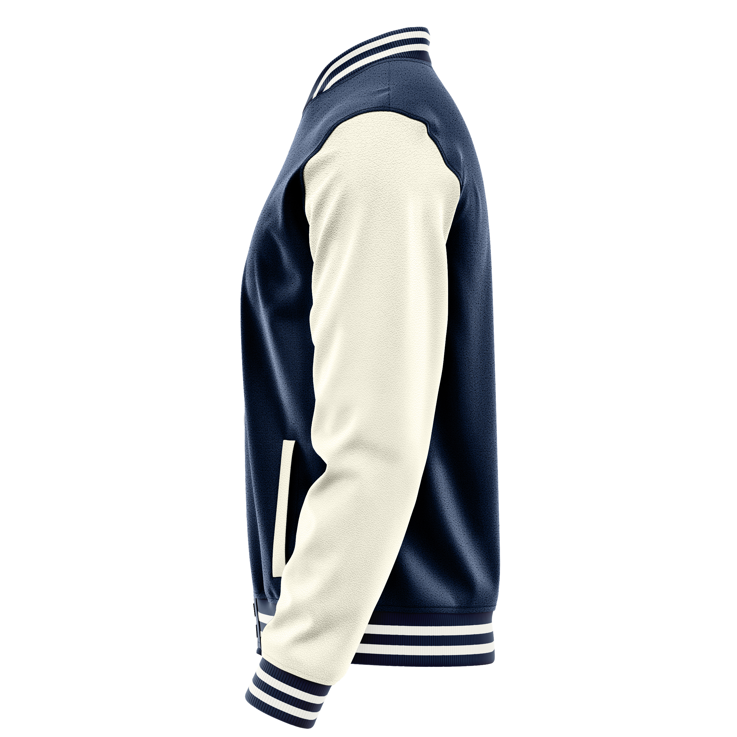 Blue & Cream Leather Varsity Jacket JG10031018