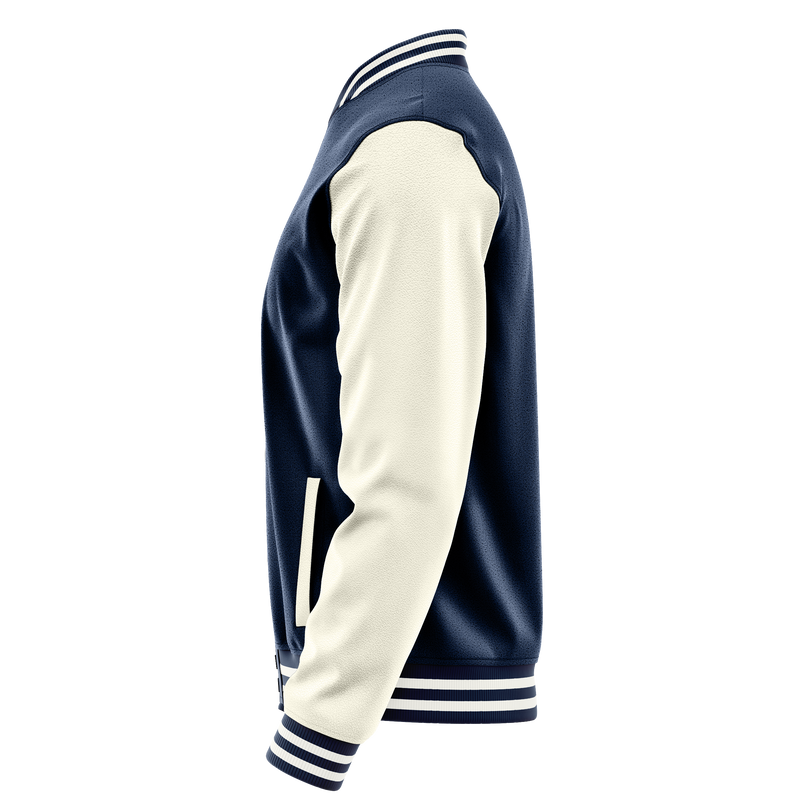 Blue & Cream Leather Varsity Jacket JG10031018