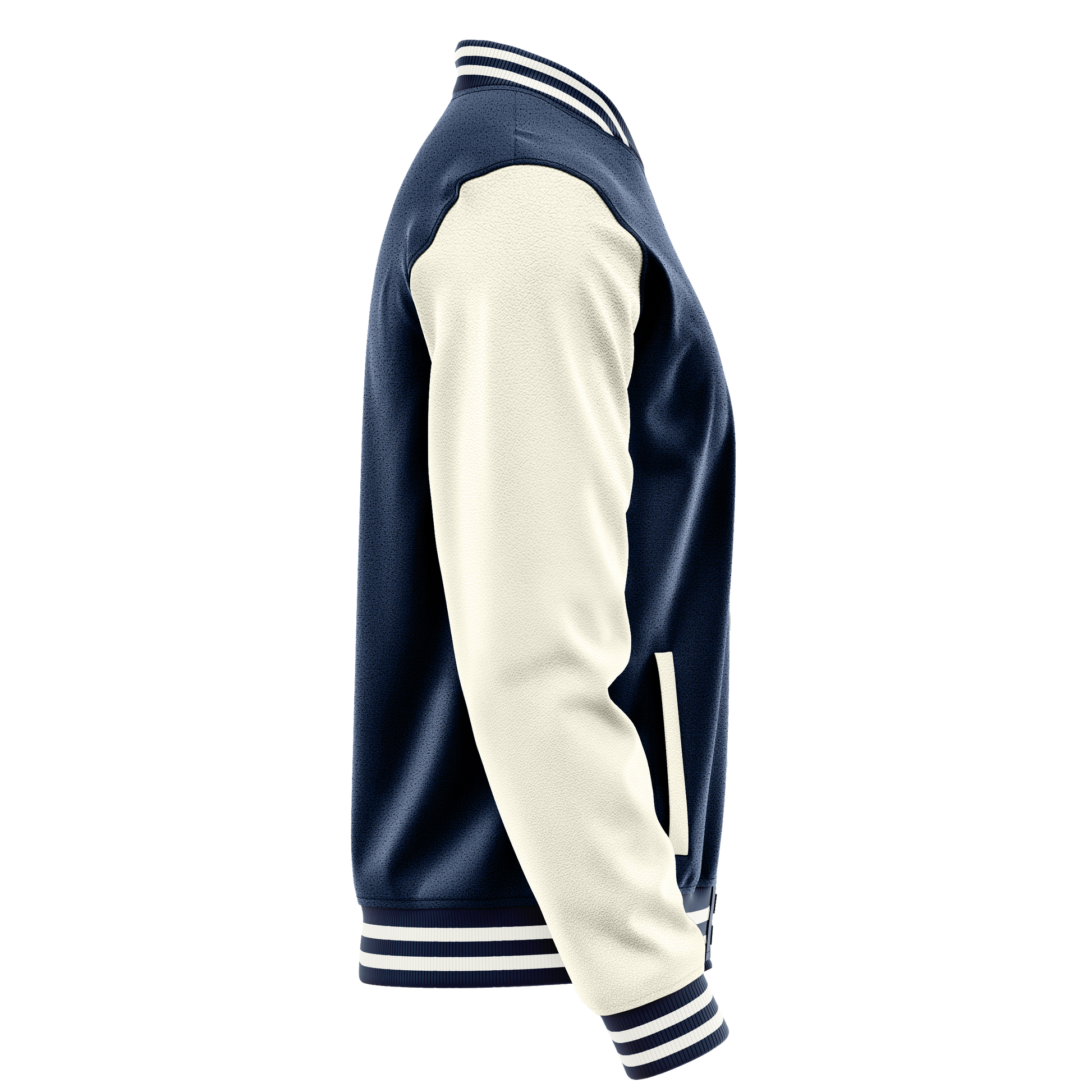 Blue & Cream Leather Varsity Jacket JG10031018