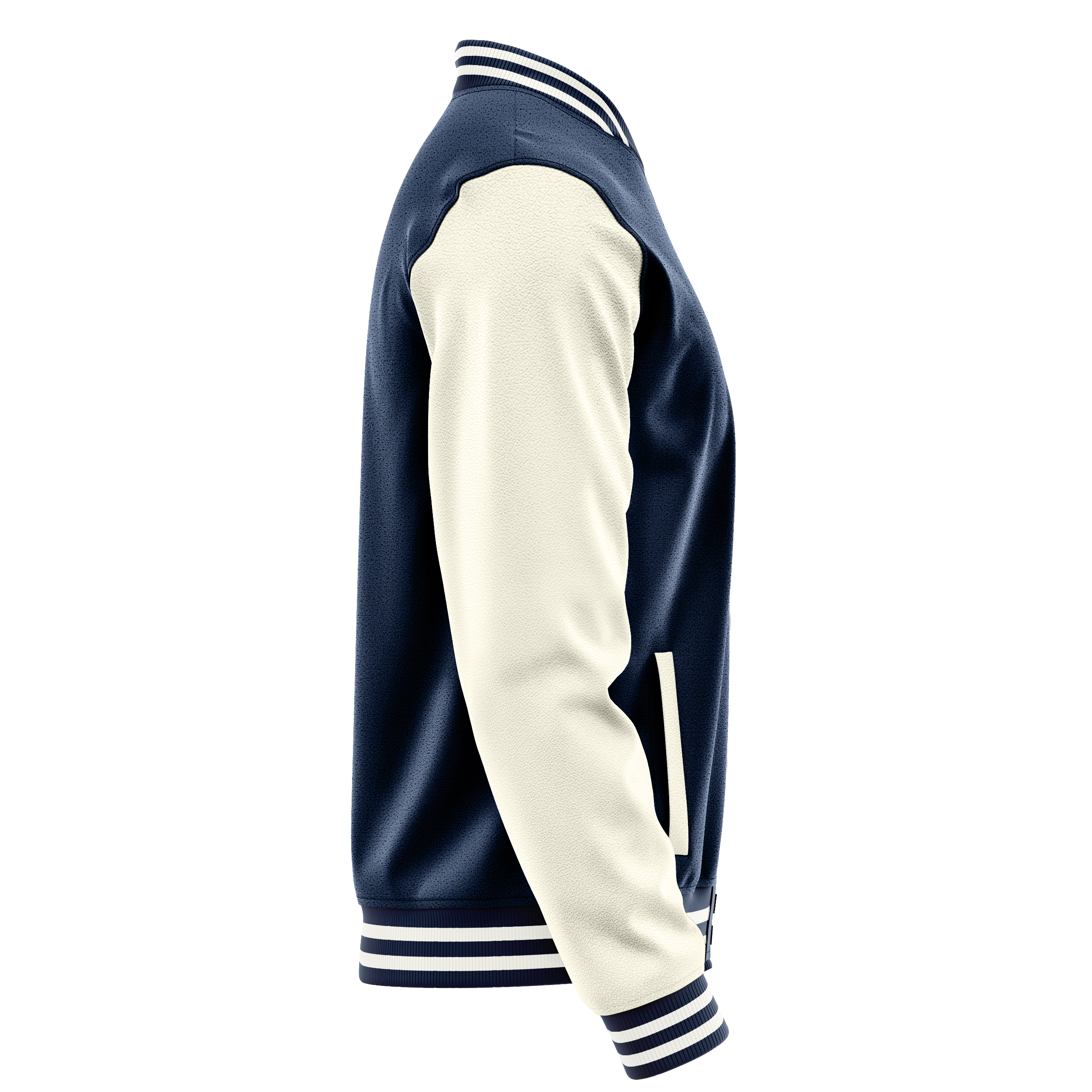 Blue & Cream Leather Varsity Jacket JG10031018