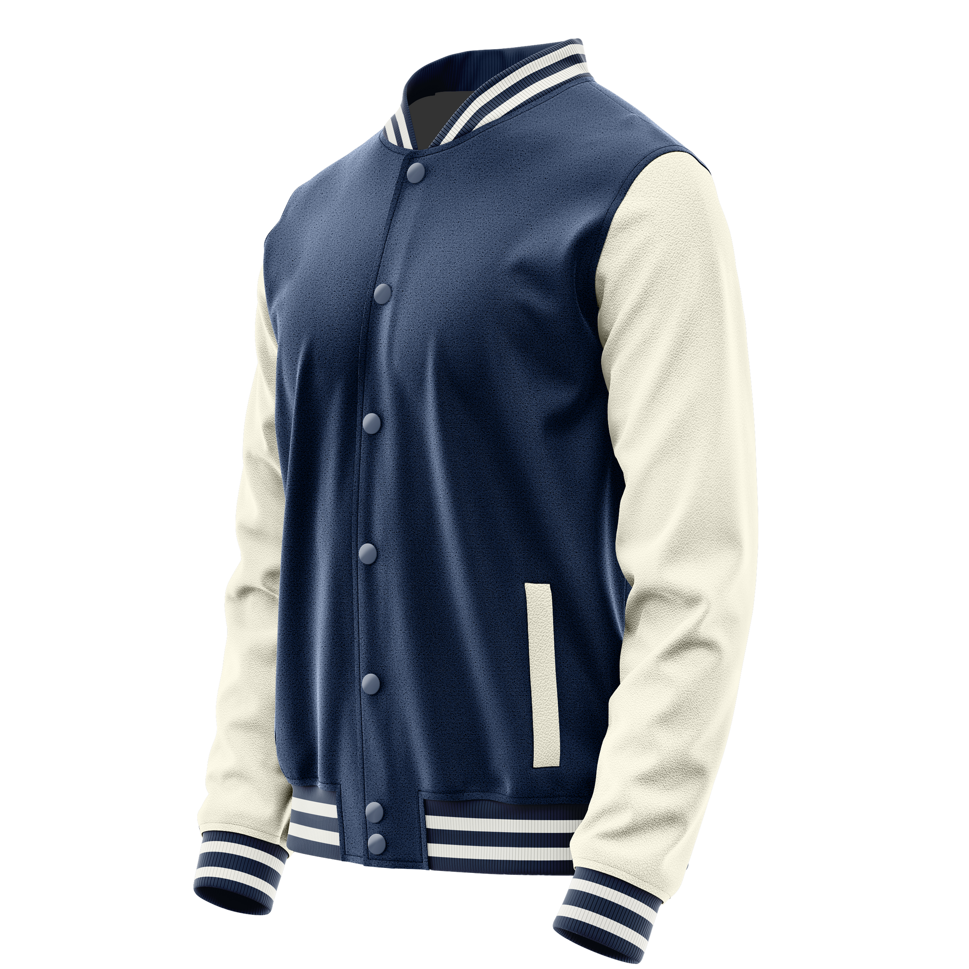 Blue & Cream Leather Varsity Jacket JG10031018