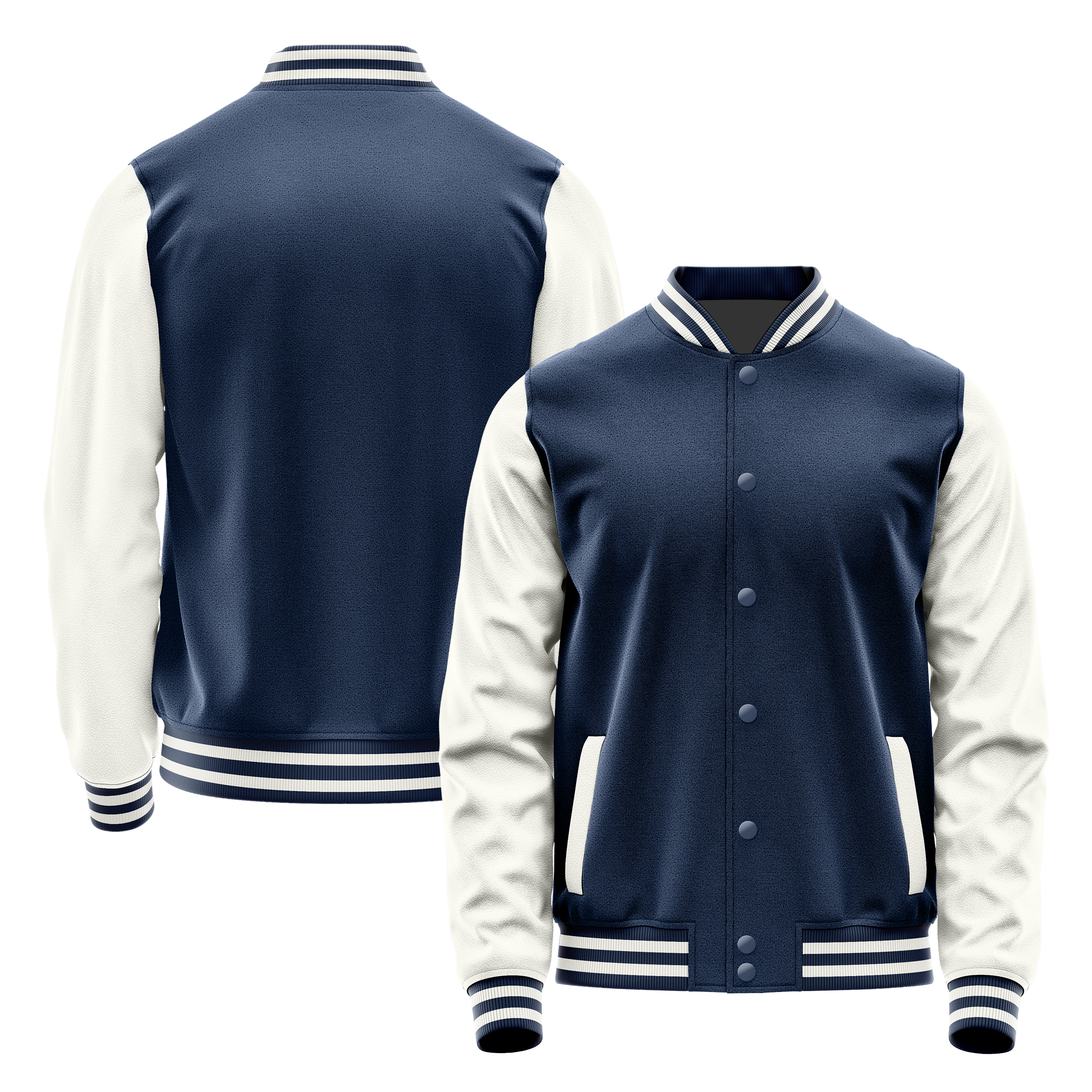 Blue & White Leather Varsity Jacket JG10181018