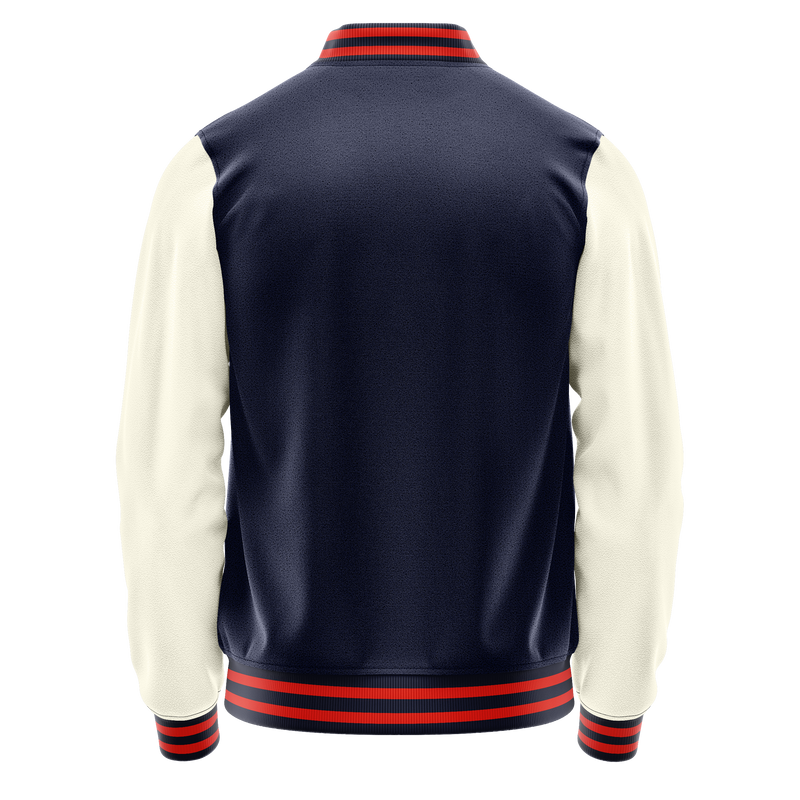 Navy & Cream Leather Varsity Jacket JG11031112