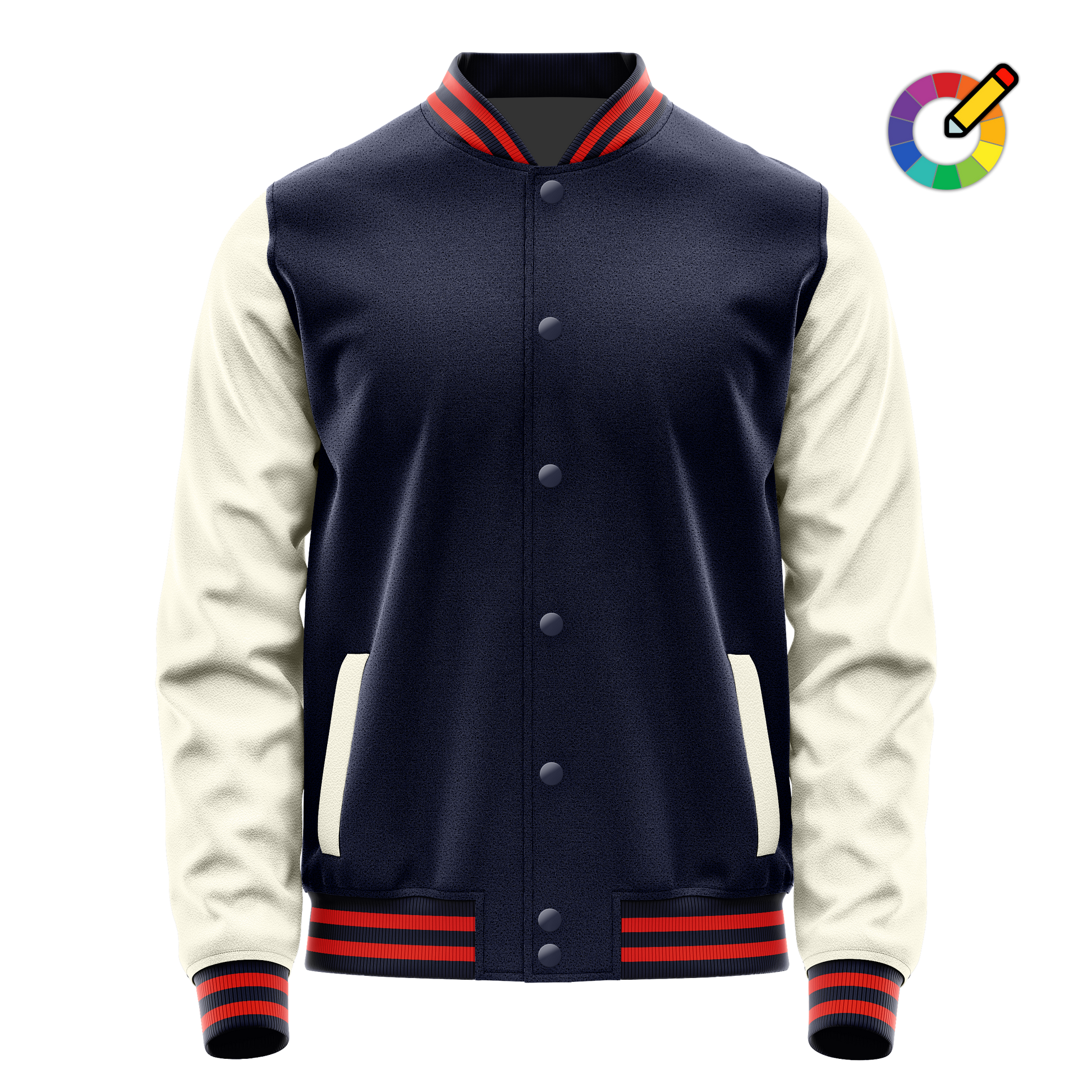 Navy & Cream Leather Varsity Jacket JG11031112