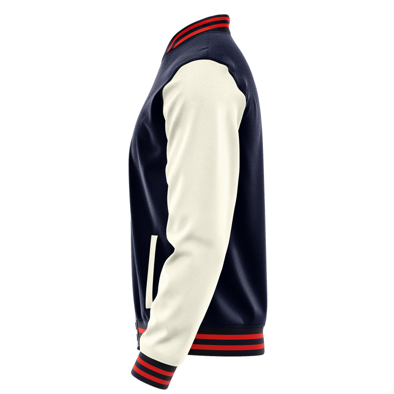 Navy & Cream Leather Varsity Jacket JG11031112