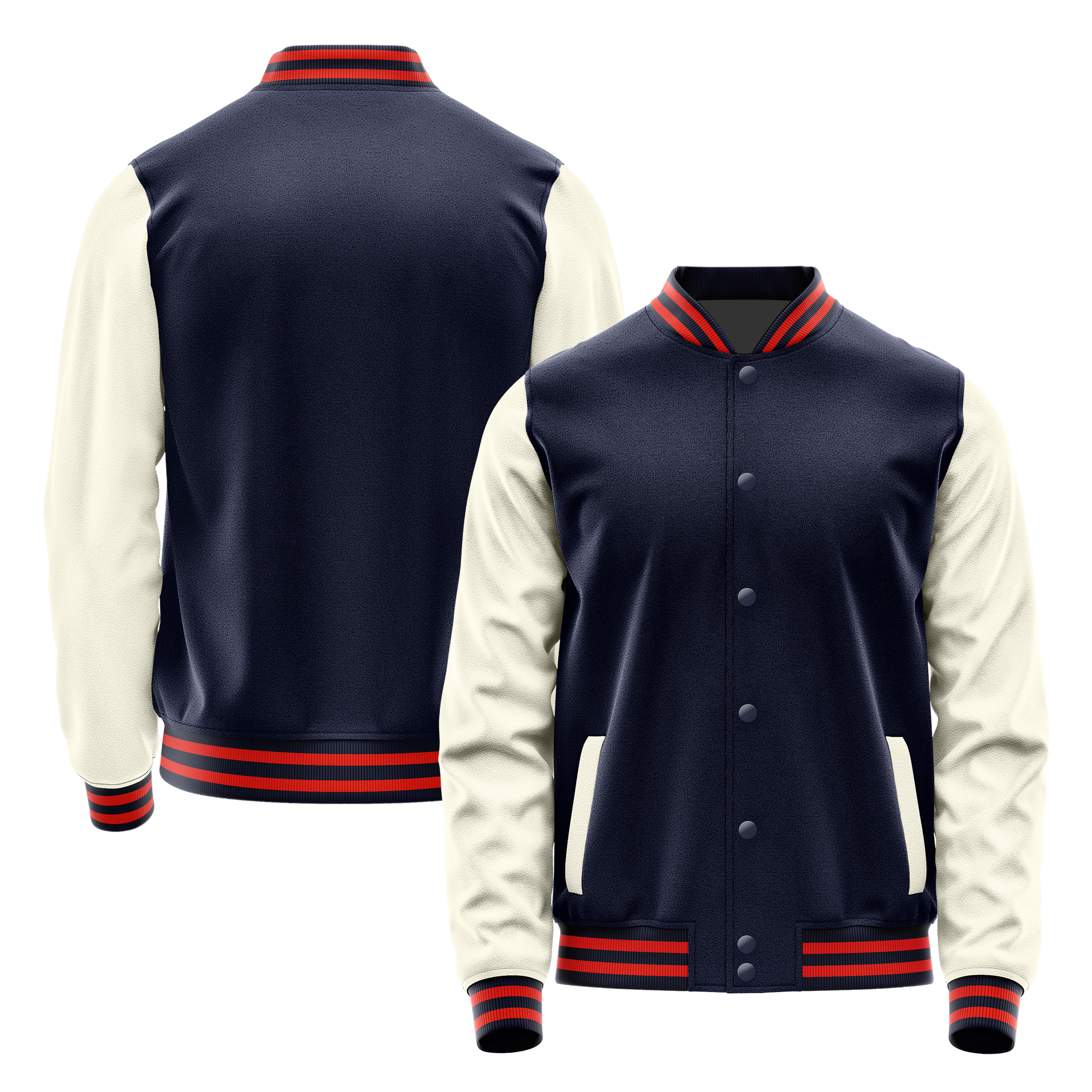 Navy & Cream Leather Varsity Jacket JG11031112