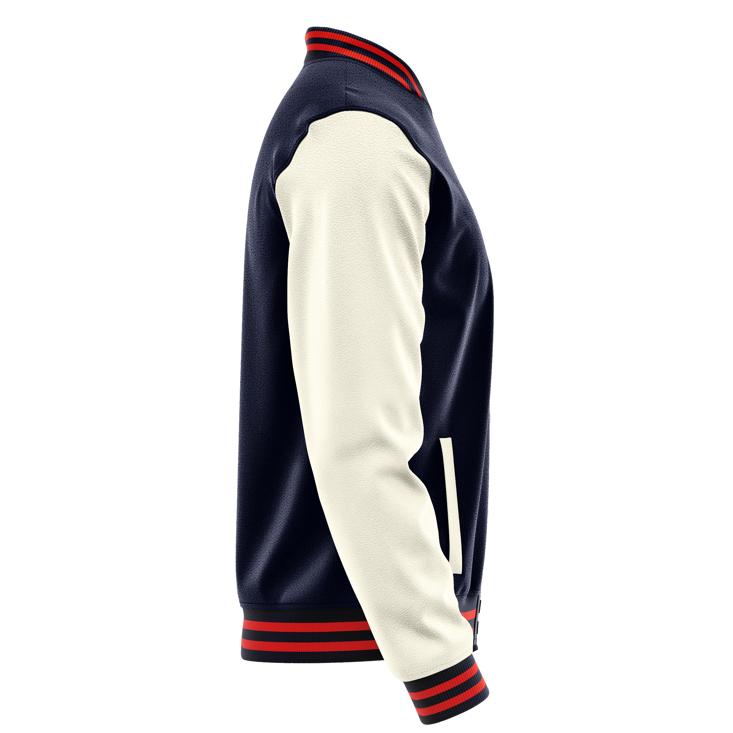 Navy & Cream Leather Varsity Jacket JG11031112