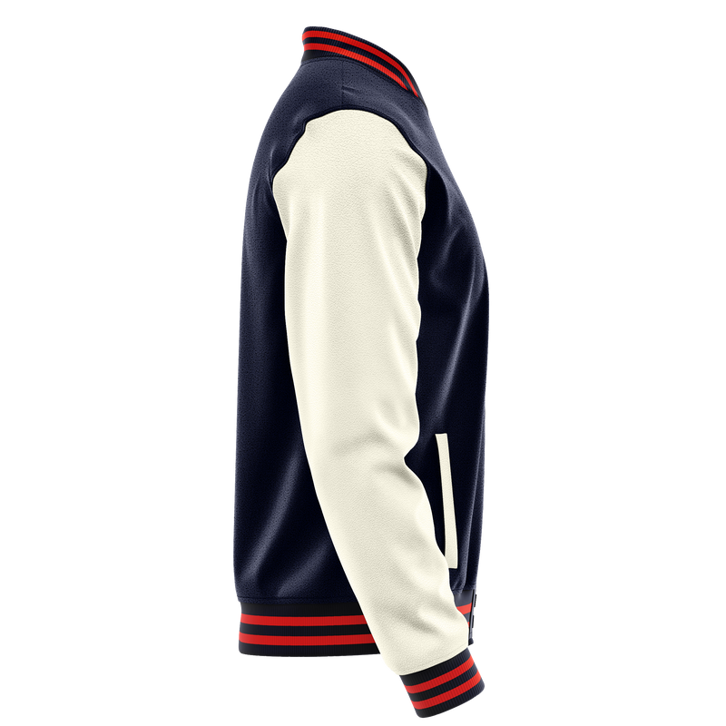 Navy & Cream Leather Varsity Jacket JG11031112