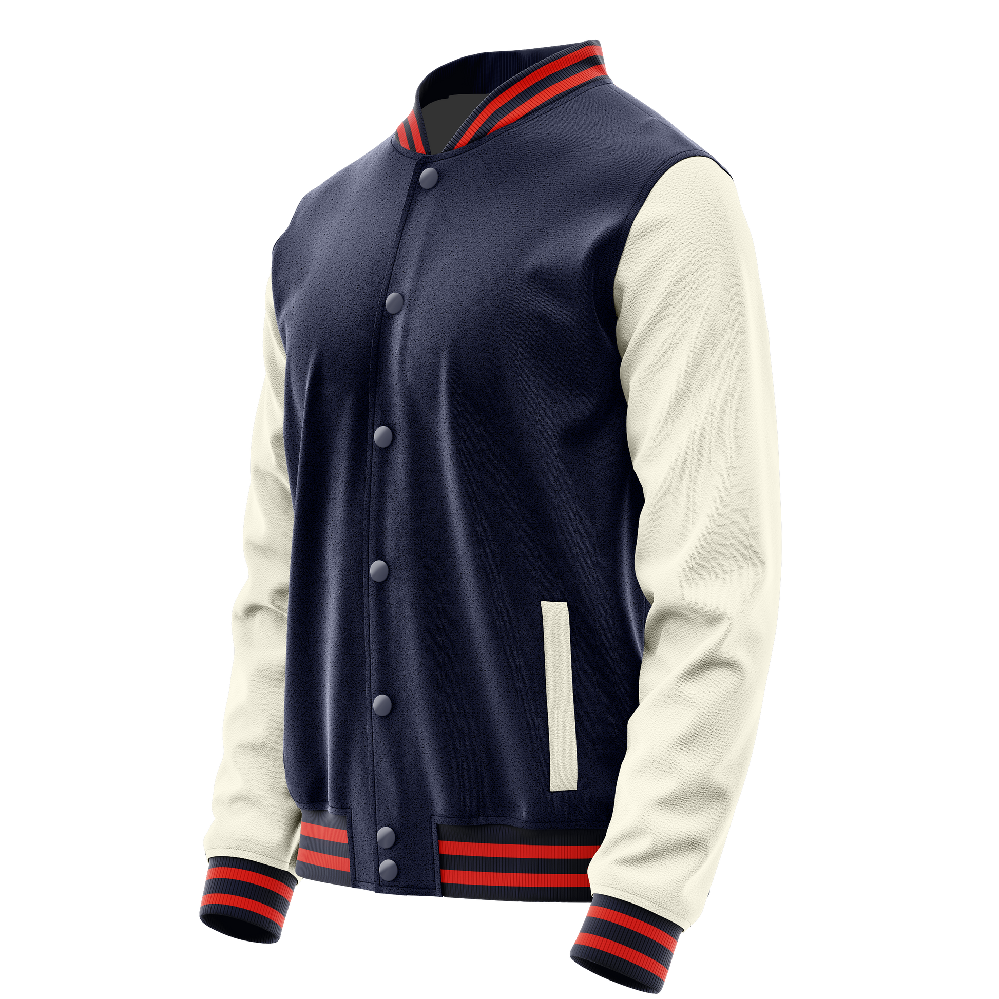 Navy & Cream Leather Varsity Jacket JG11031112