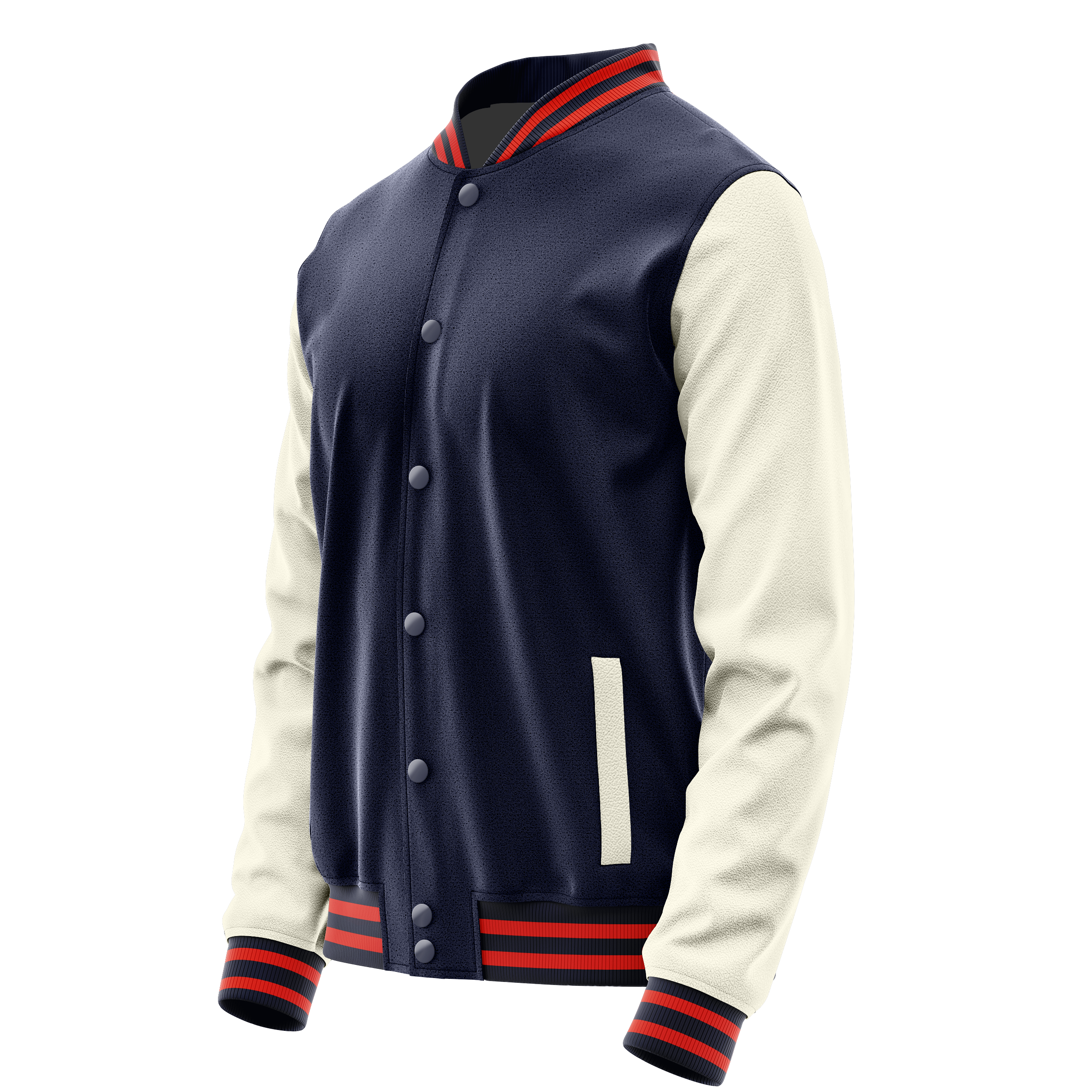 Navy & Cream Leather Varsity Jacket JG11031112