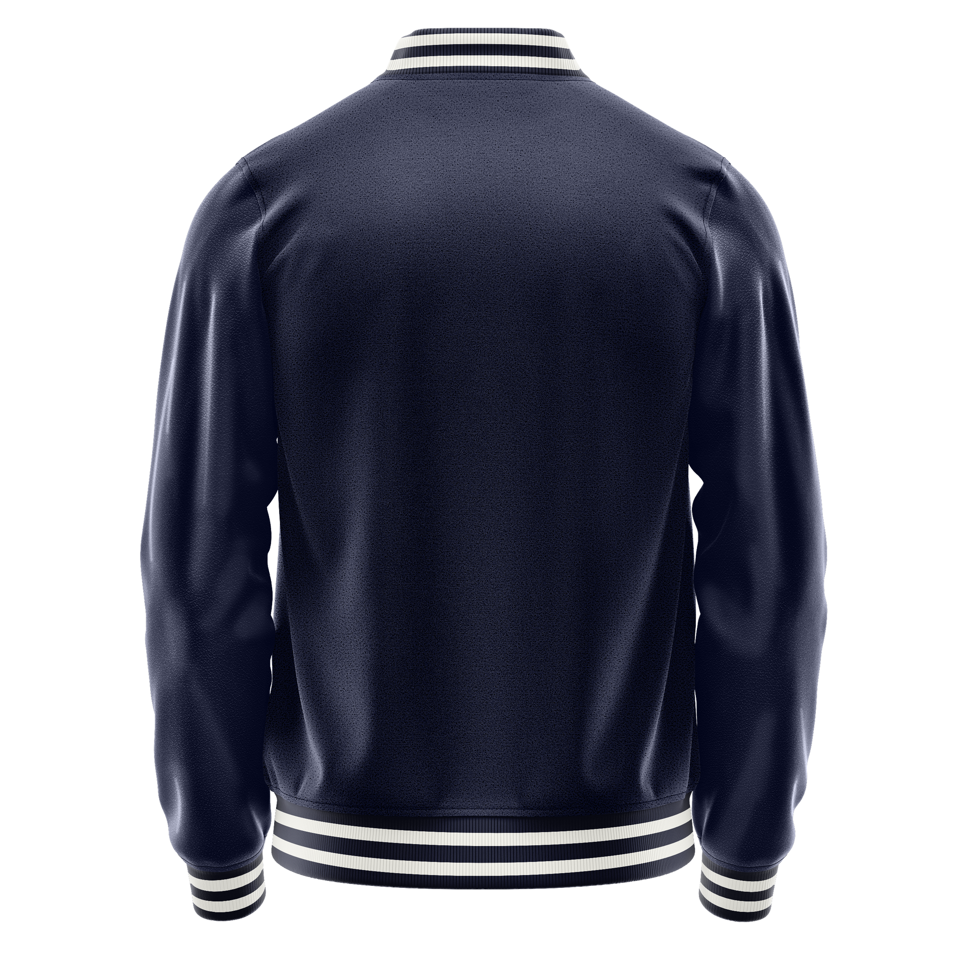 Navy & Navy Leather Varsity Jacket JG11111118