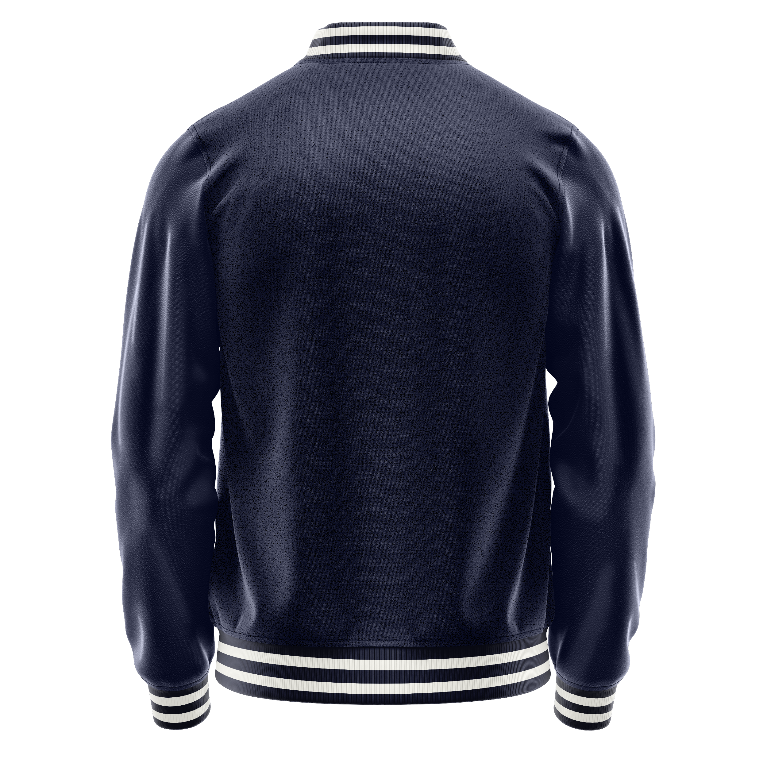 Navy & Navy Leather Varsity Jacket JG11111118