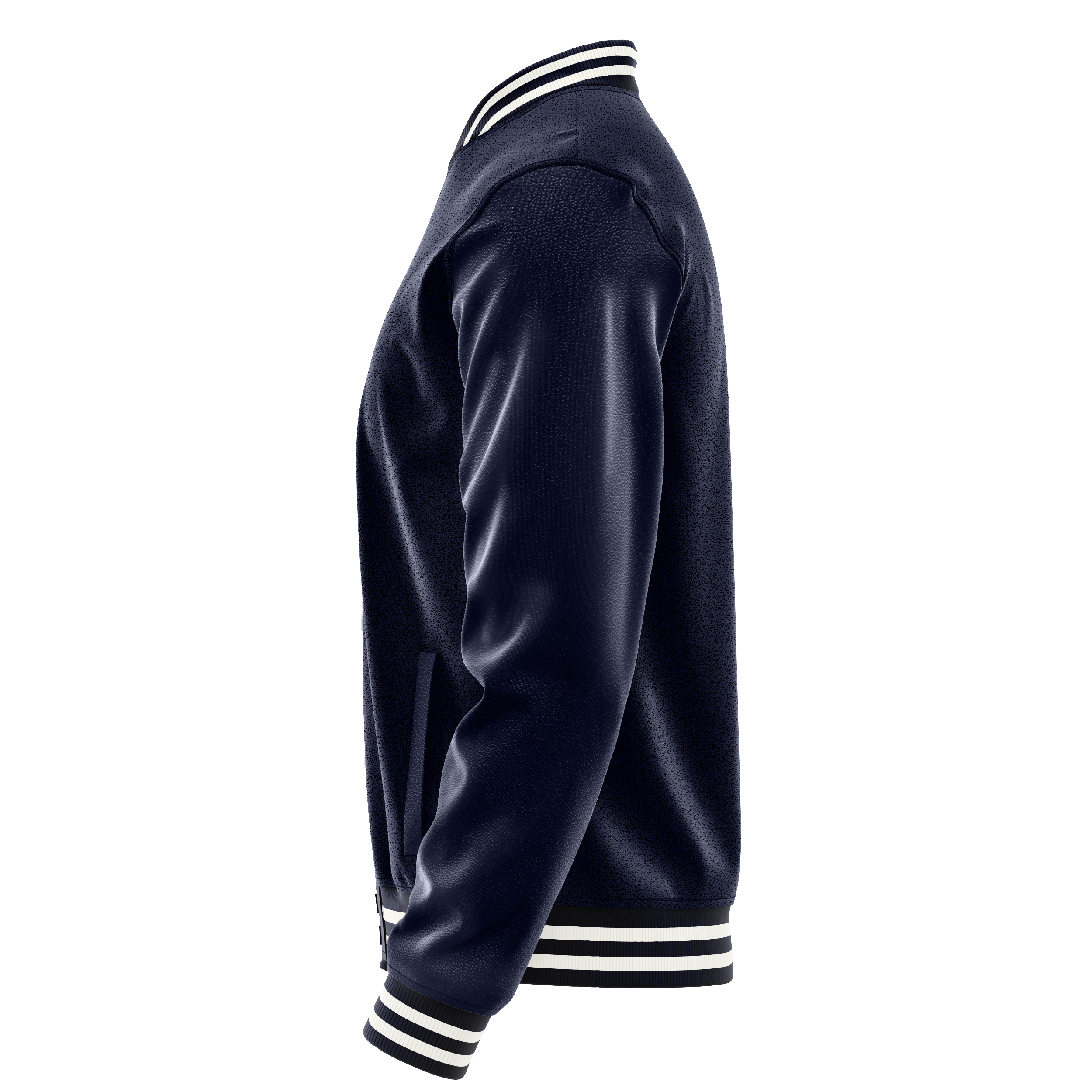 Navy & Navy Leather Varsity Jacket JG11111118