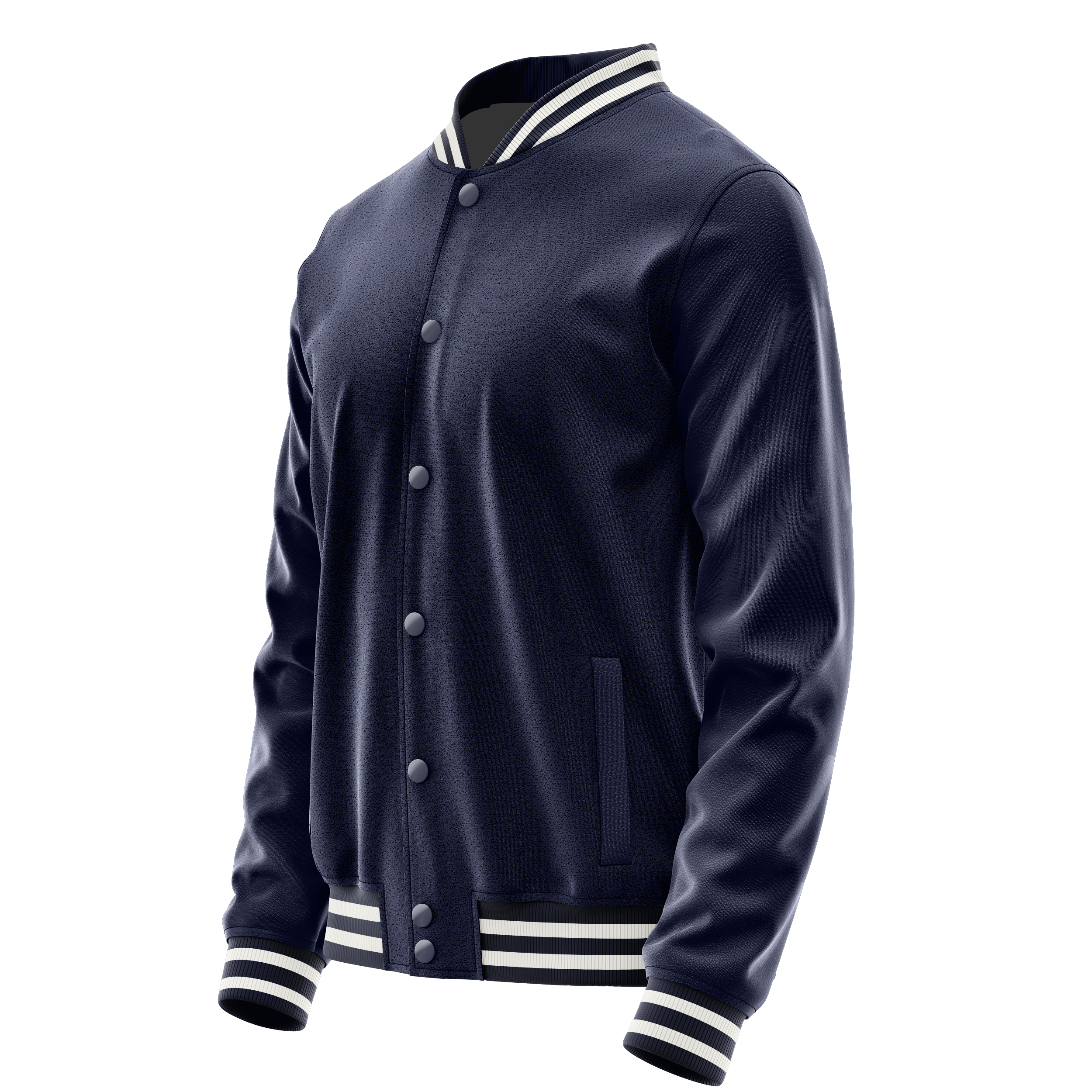 Navy & Navy Leather Varsity Jacket JG11111118