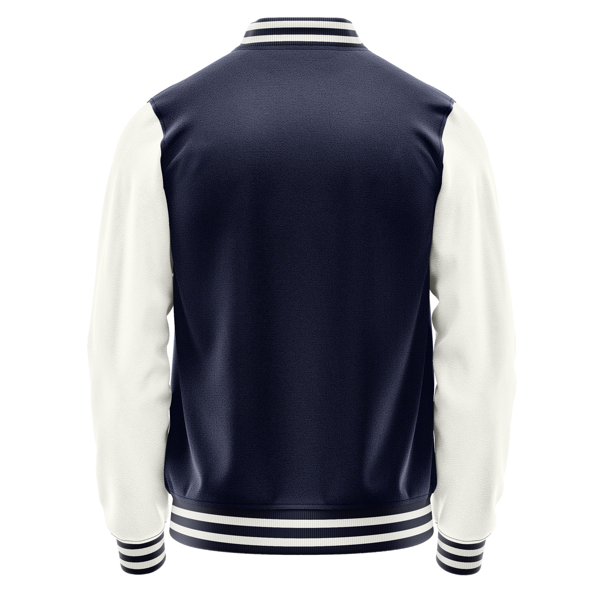 Navy & White Leather Varsity Jacket JG11181118