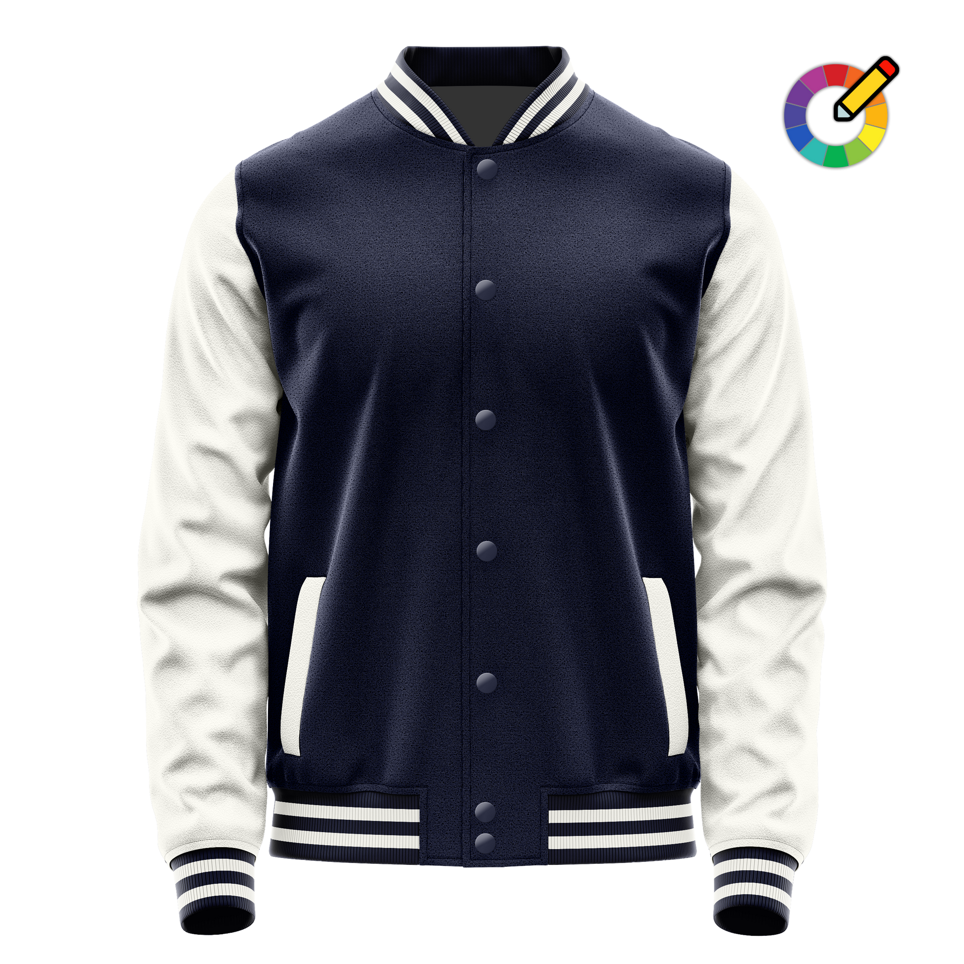 Navy & White Leather Varsity Jacket JG11181118