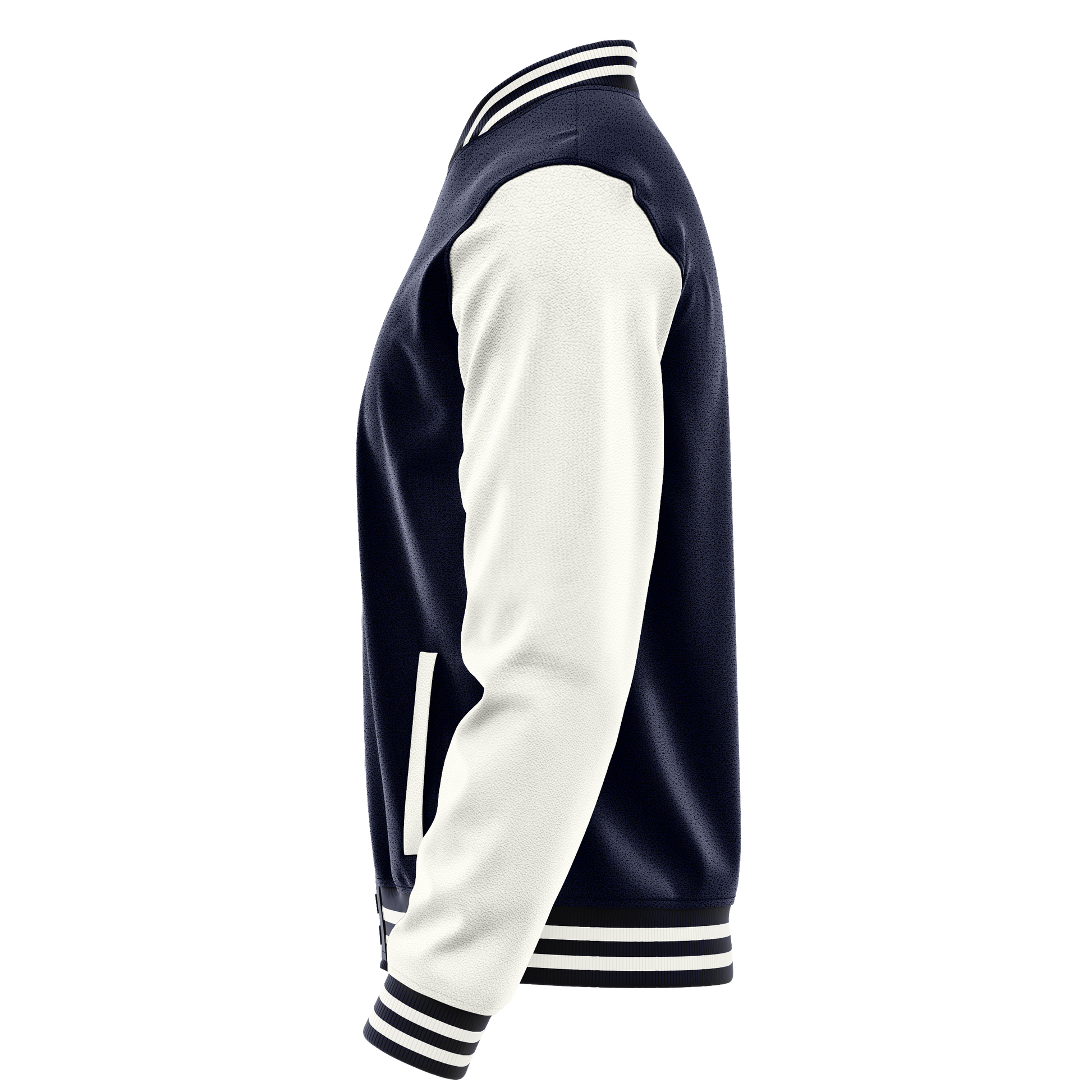 Navy & White Leather Varsity Jacket JG11181118