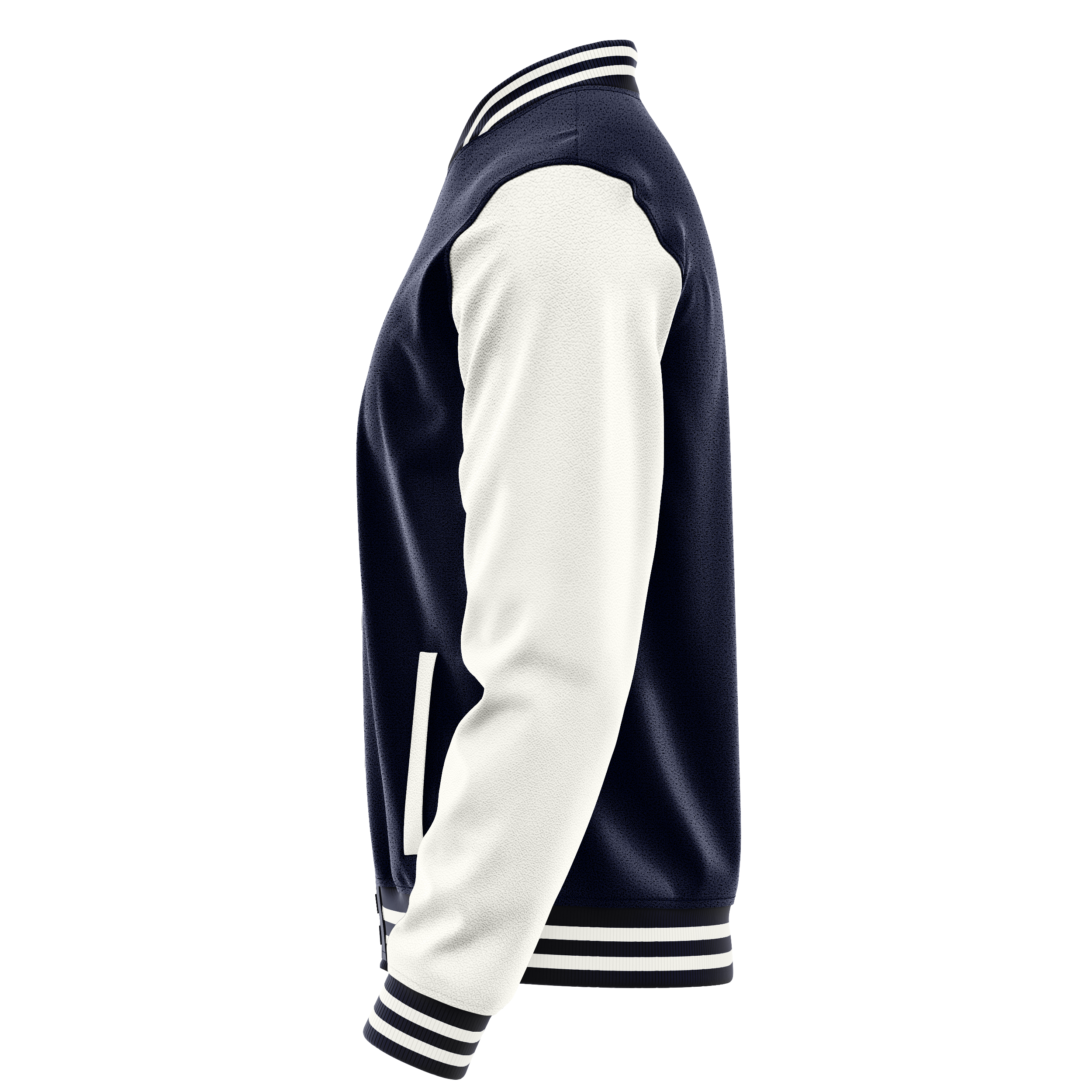 Navy & White Leather Varsity Jacket JG11181118