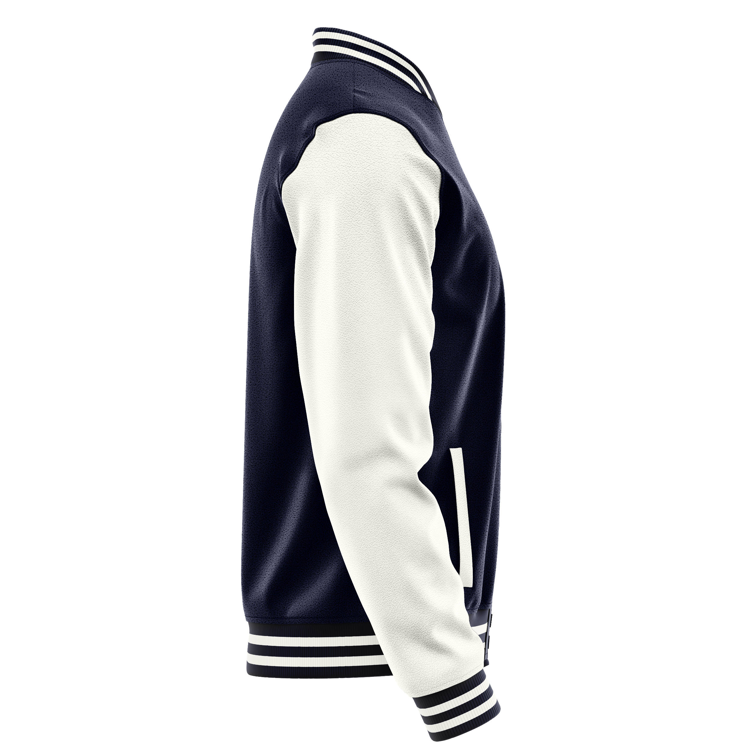 Navy & White Leather Varsity Jacket JG11181118