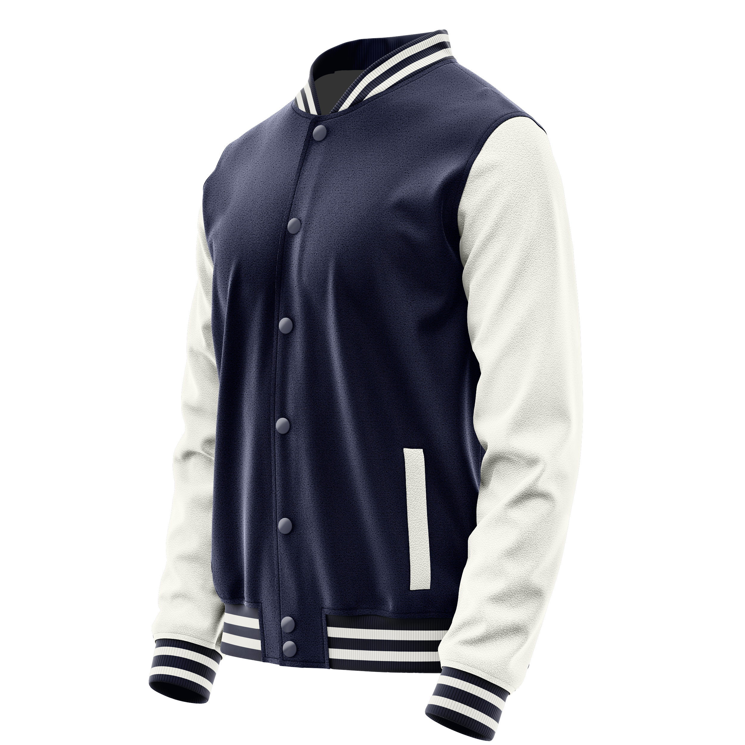 Navy & White Leather Varsity Jacket JG11181118