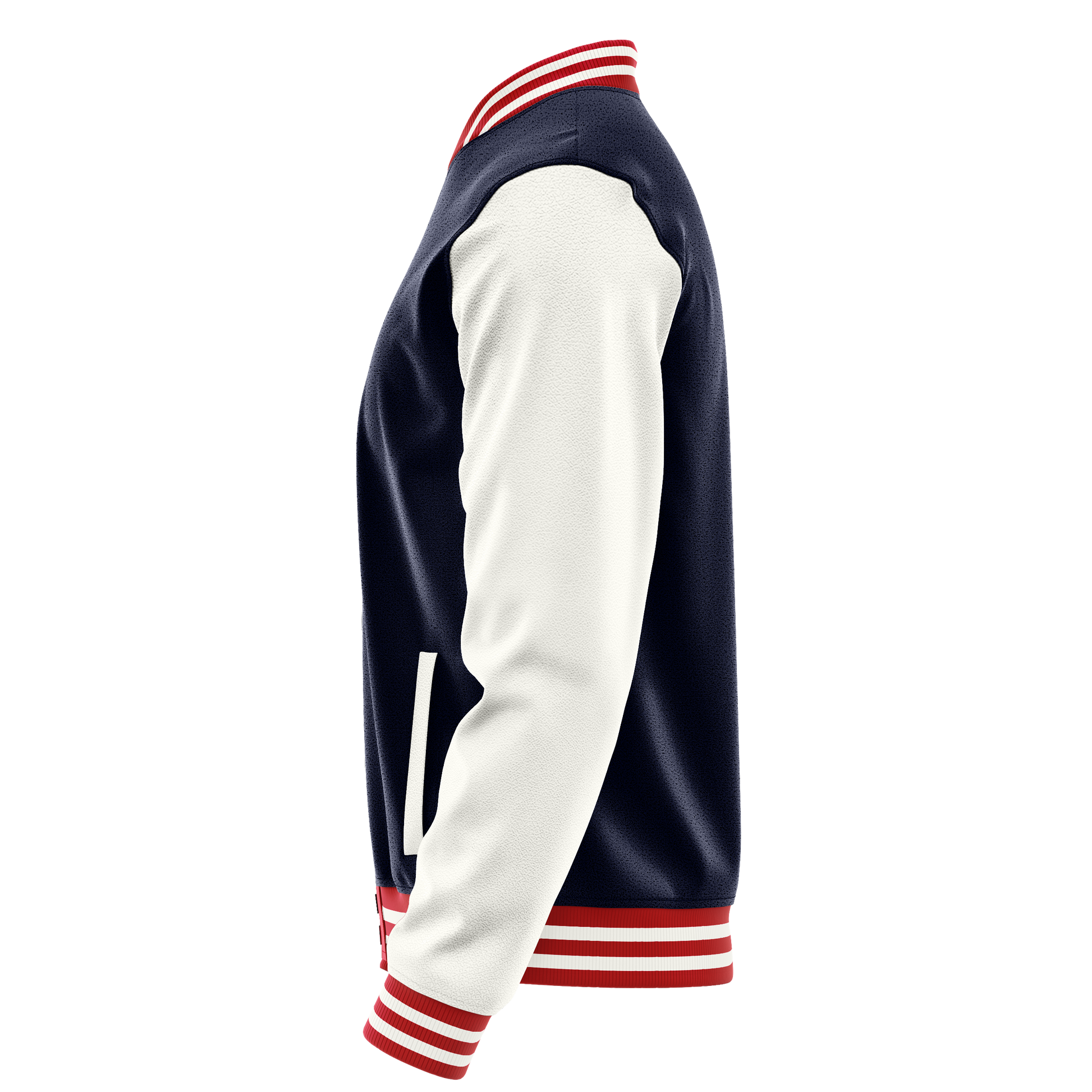 Navy & White Leather Varsity Jacket JG11181418