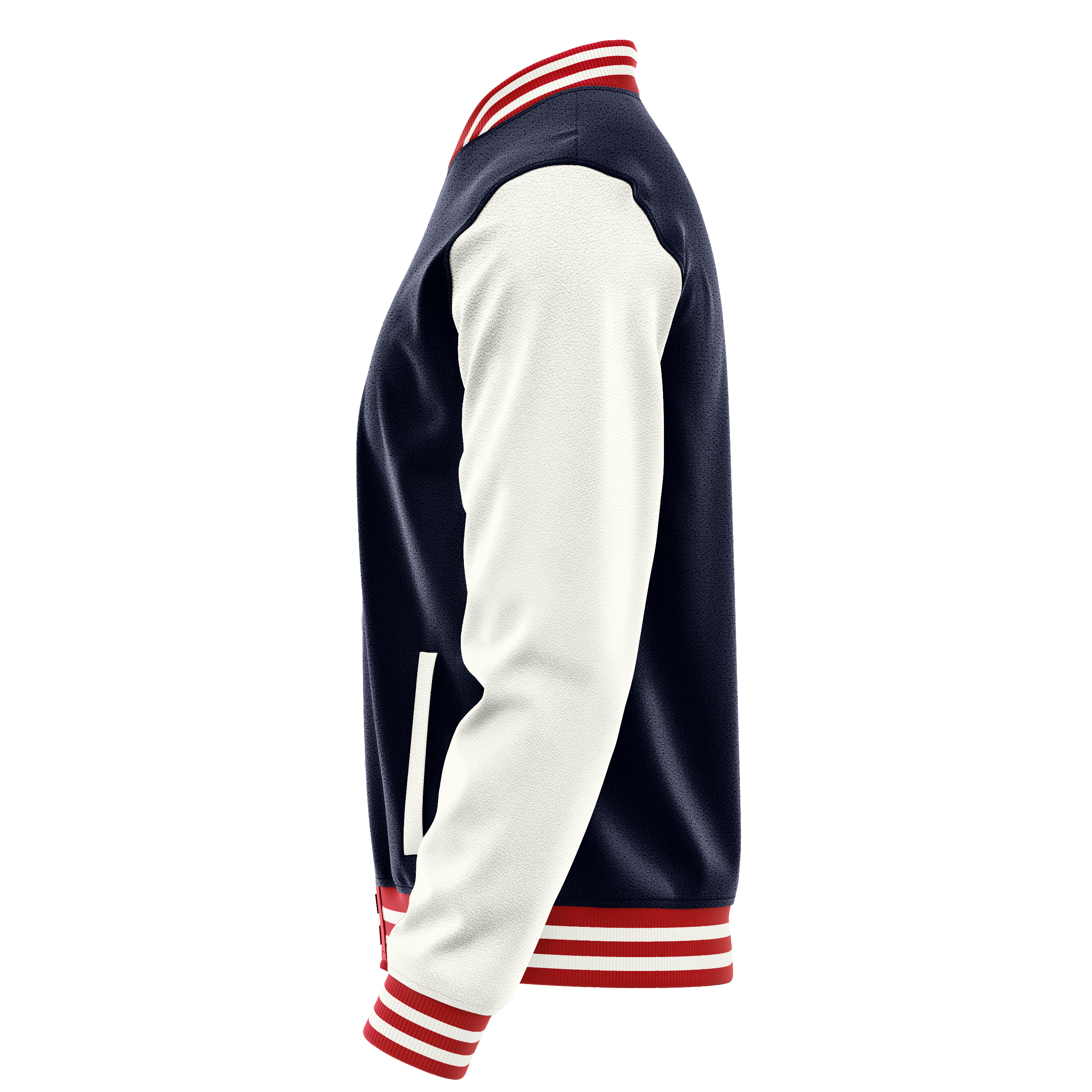 Navy & White Leather Varsity Jacket JG11181418