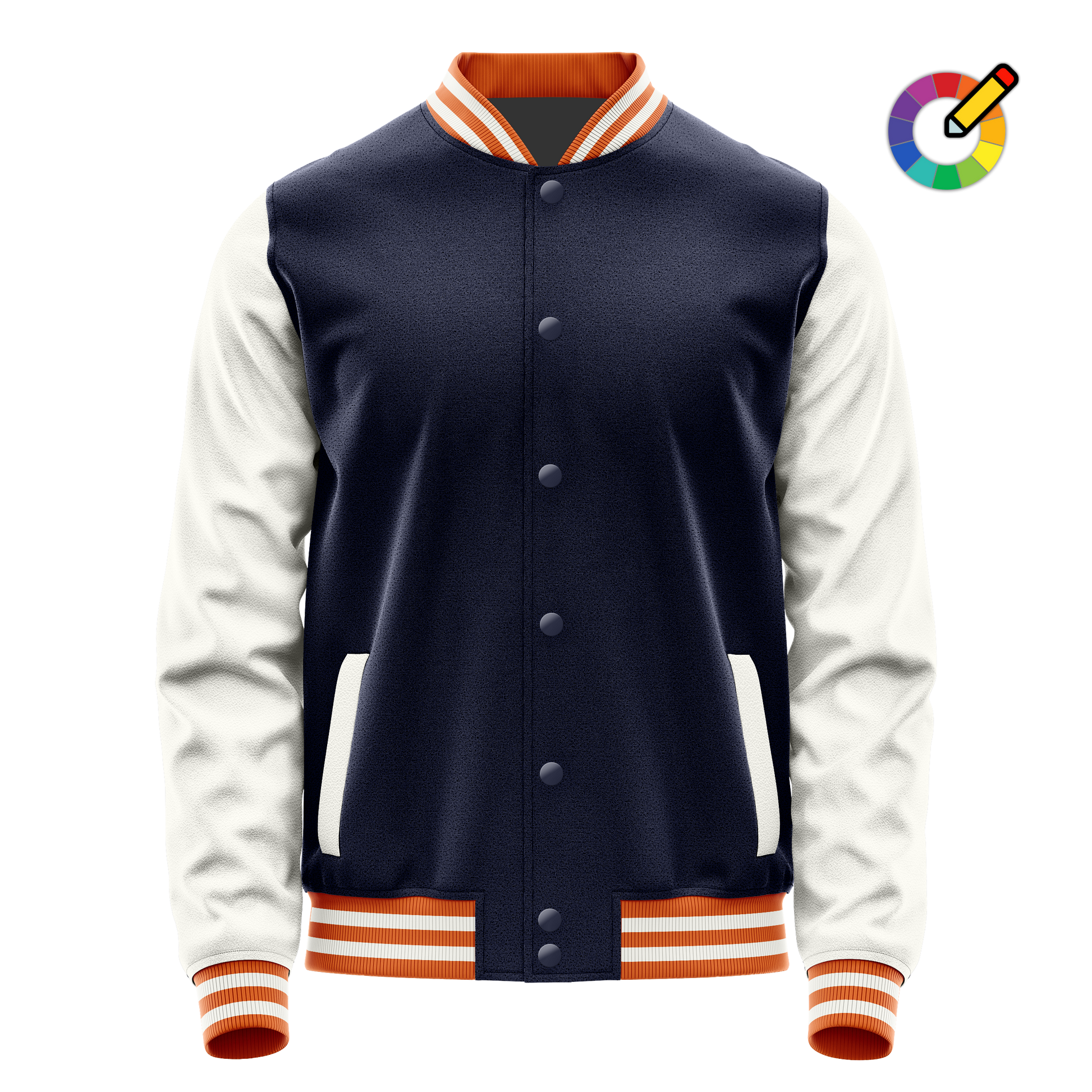 Navy & White Leather Varsity Jacket JG11182818