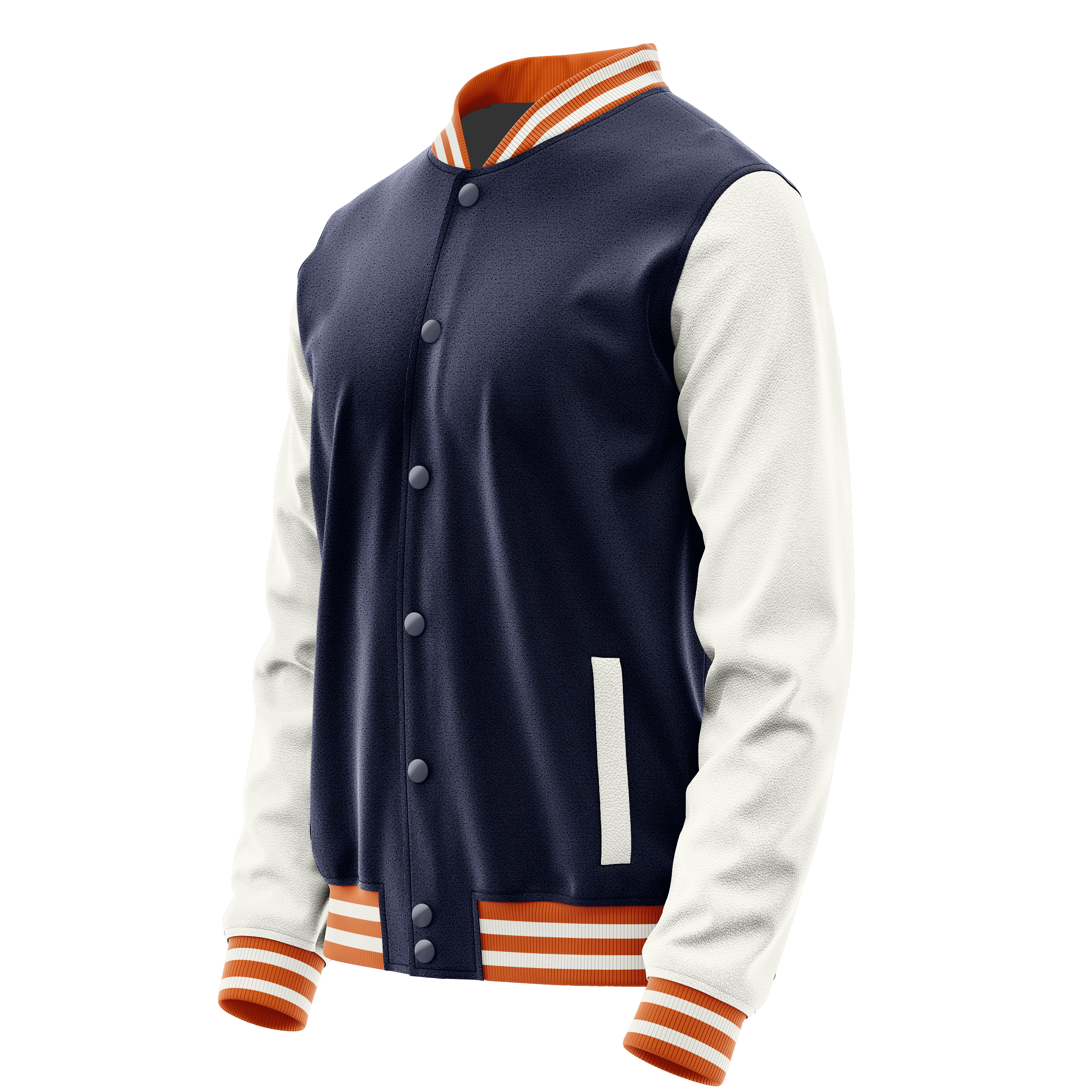 Navy & White Leather Varsity Jacket JG11182818