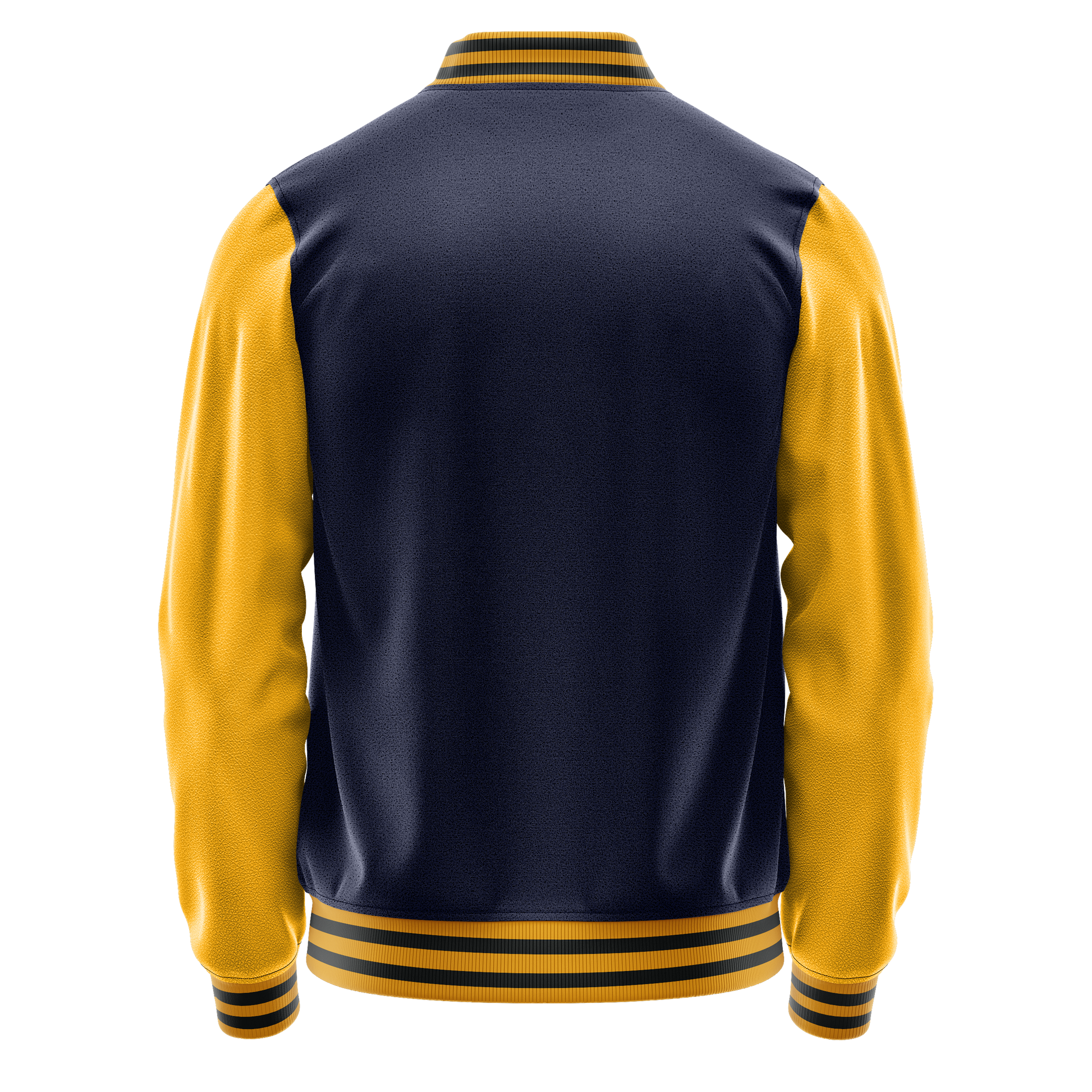 Navy & Yellow Leather Varsity Jacket JG11191917