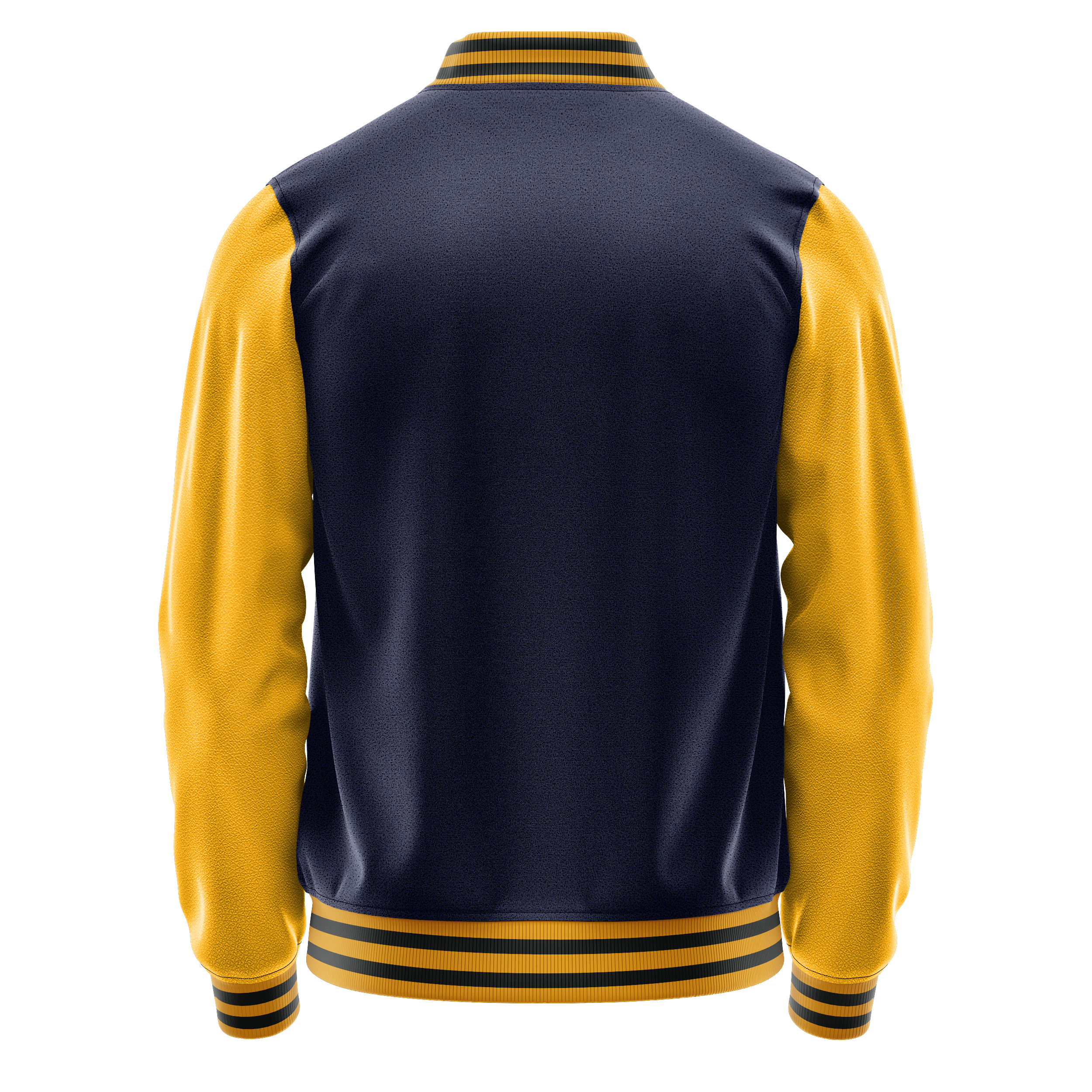 Navy & Yellow Leather Varsity Jacket JG11191917