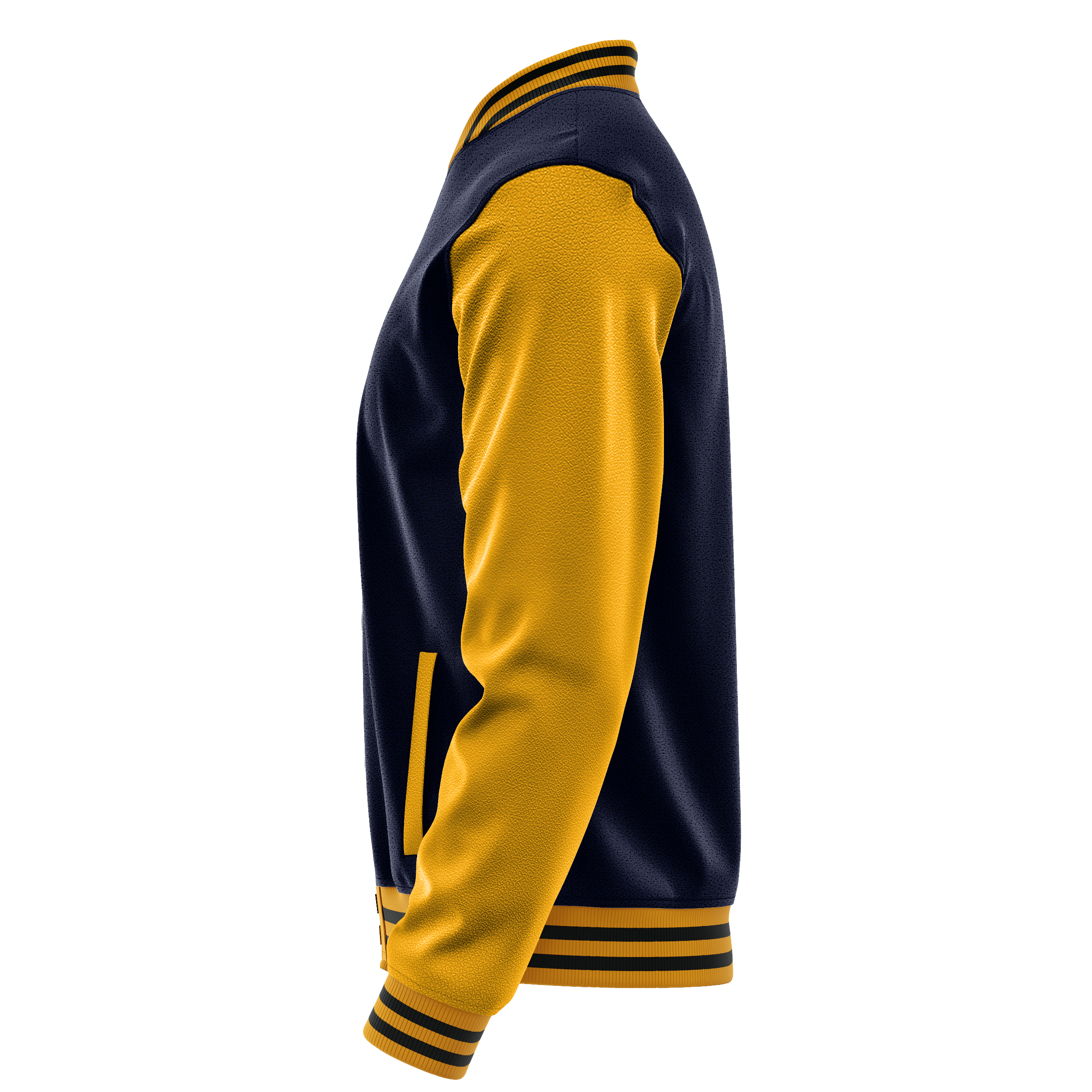 Navy & Yellow Leather Varsity Jacket JG11191917