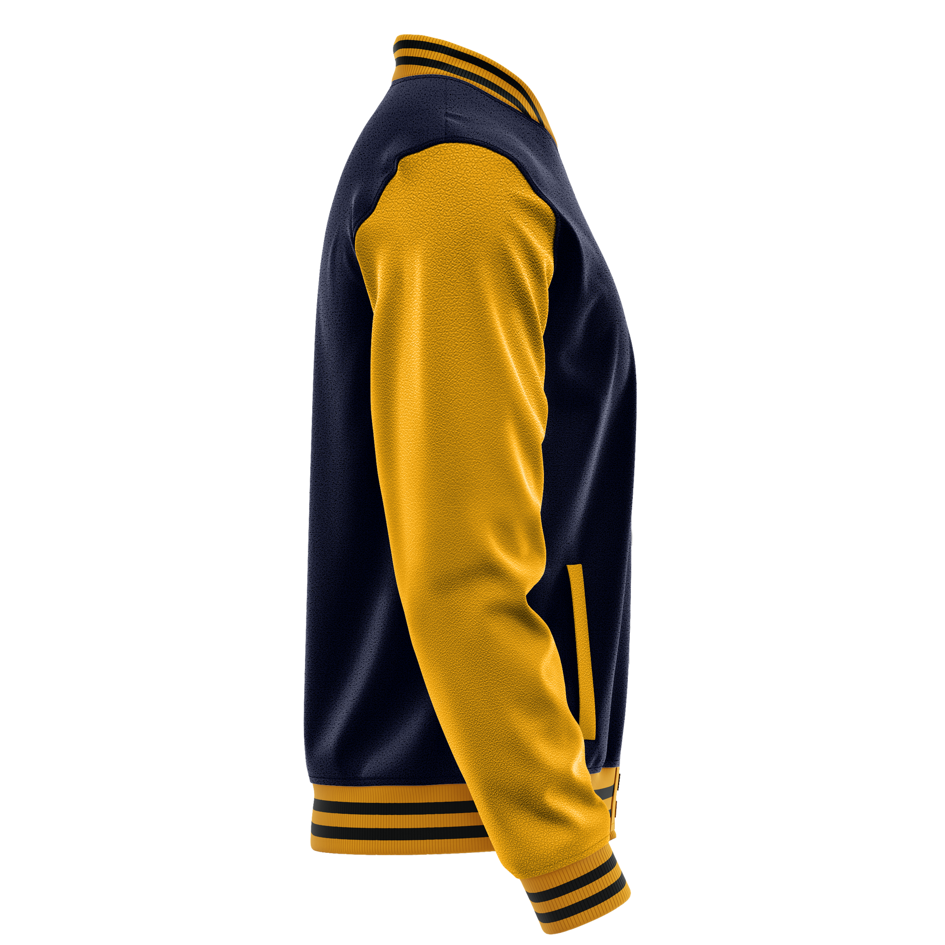 Navy & Yellow Leather Varsity Jacket JG11191917